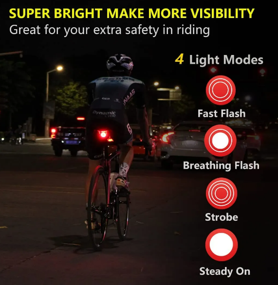 Foto 3 pulgar | Xtellar Lámpara Recargable De Alta Brillantez Para Bicicleta Con Luz Trasera Inteligente
