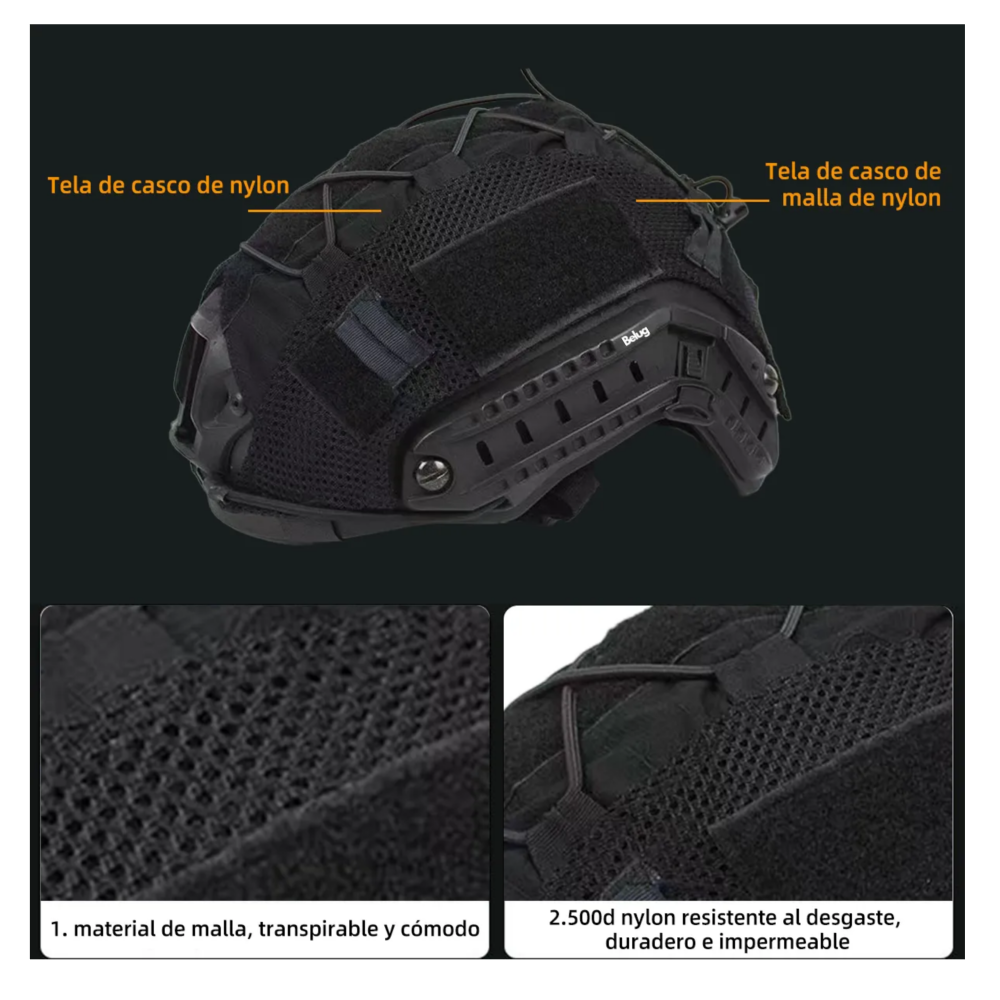 Foto 5 | Forro Para Casco Táctico  Equipo Táctico Belug  Negro