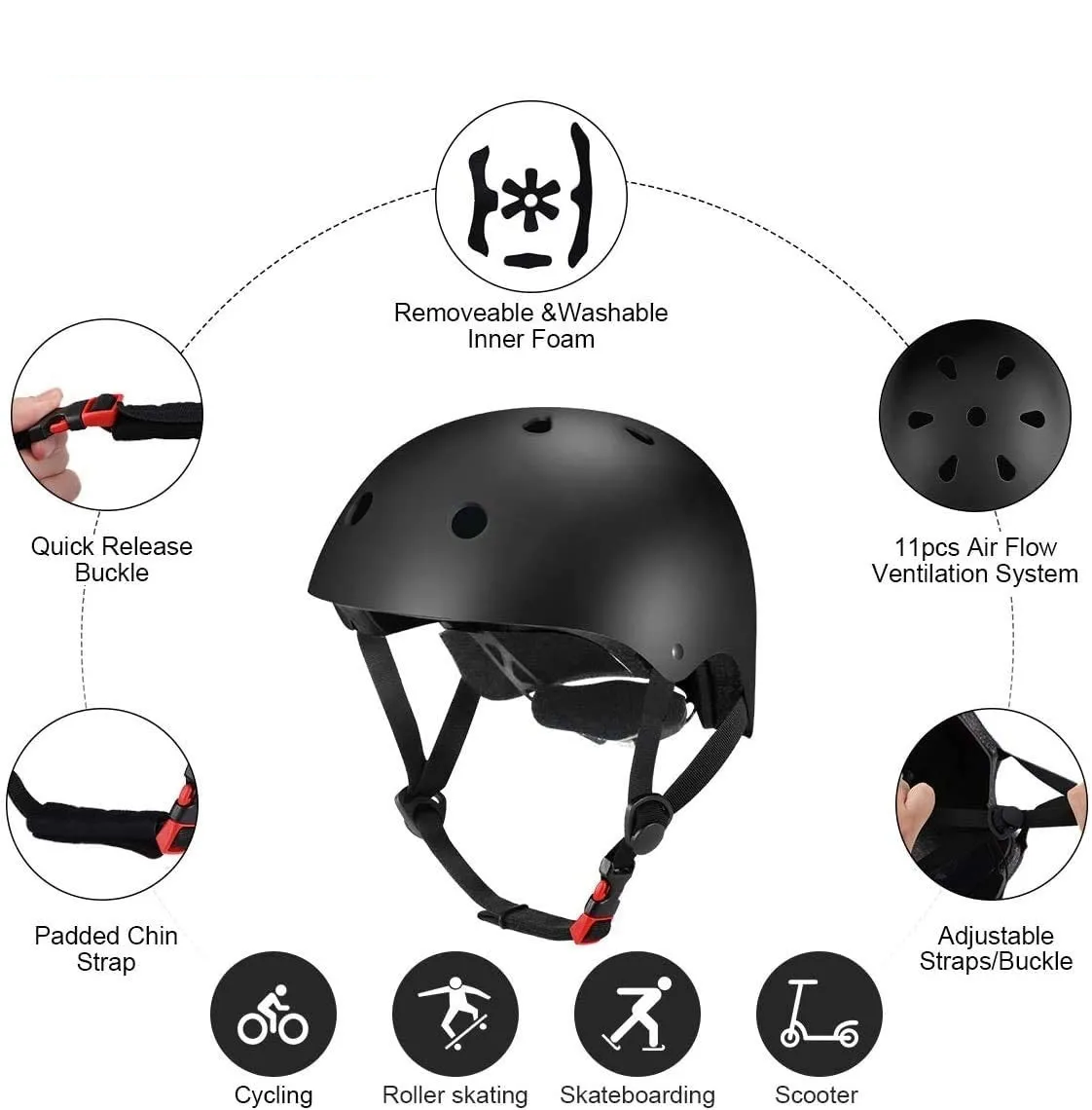 Foto 3 pulgar | Casco de Protección Infantil para Bicicleta Malubero color Negro Edad 3-13 Años