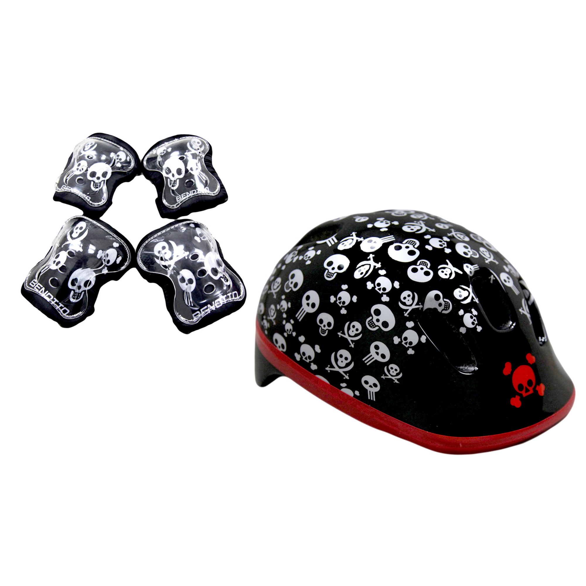 Kit de Protección Infantil para Bicicleta Benotto Calaveras Talla M color Negro