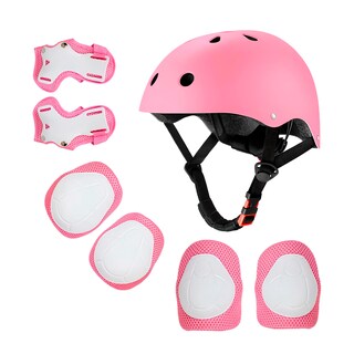 Foto 1 | Juego De Casco De Bicicleta Con Rodilleras Coderas Palmilleras Infantil Rosa Bluelander