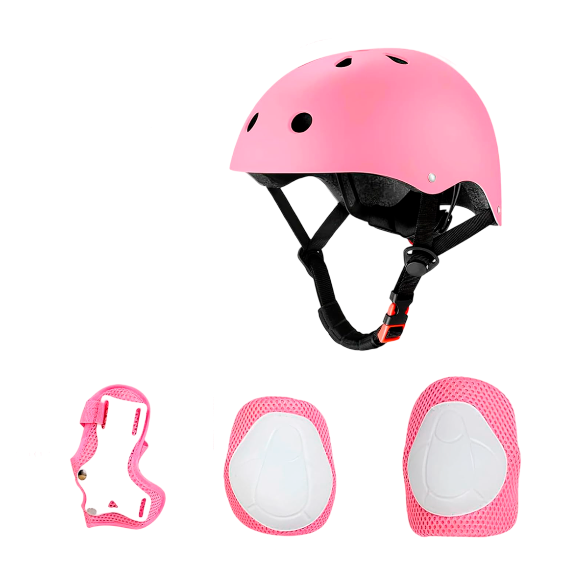 Foto 3 pulgar | Juego De Casco De Bicicleta Con  Rodilleras Coderas Palmilleras Infantil Rosa Bluelander