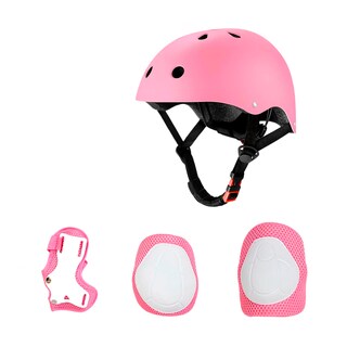 Foto 2 | Juego De Casco De Bicicleta Con Rodilleras Coderas Palmilleras Infantil Rosa Bluelander