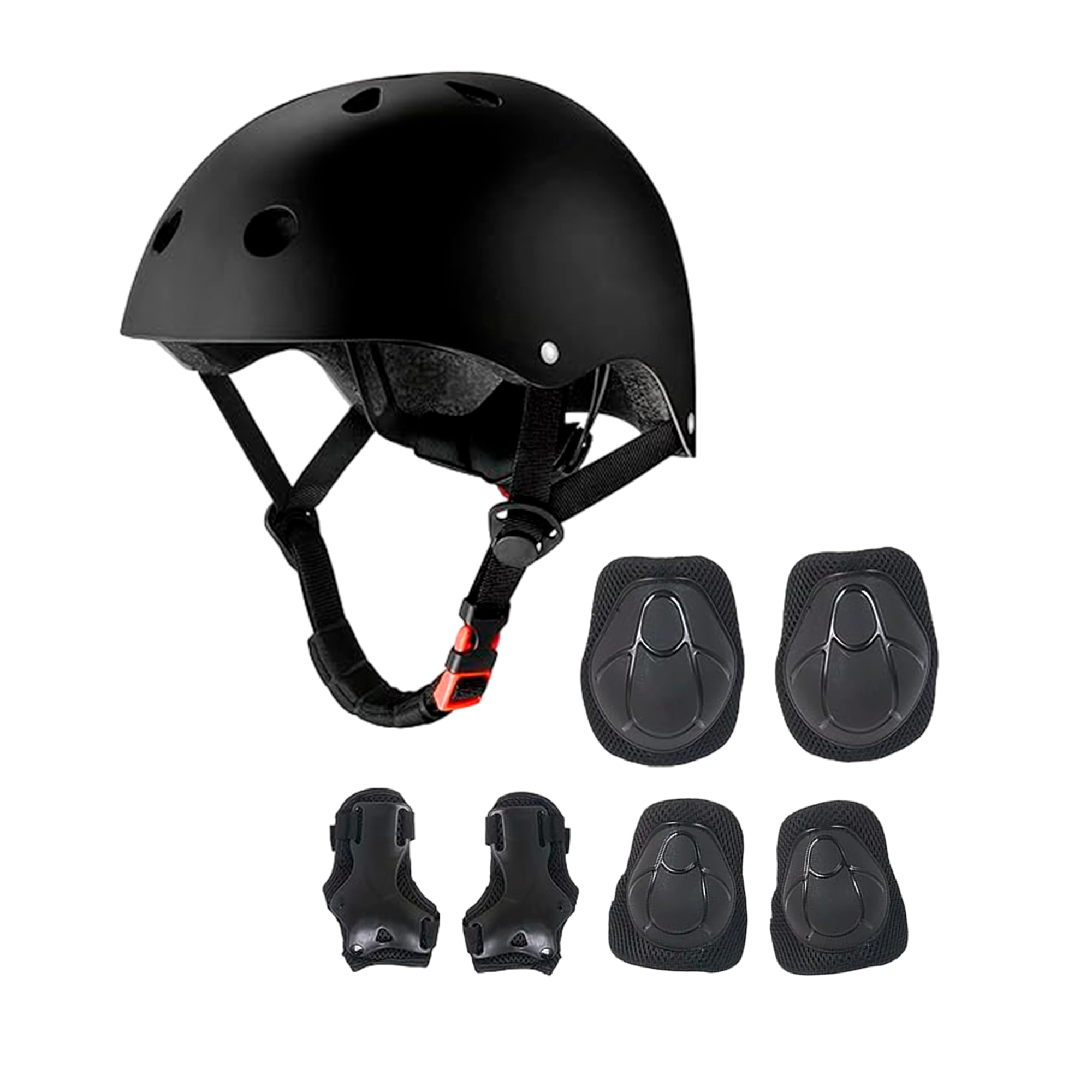 Juego De Casco De Bicicleta Con Rodilleras Coderas Palmilleras Infantil Negro Bluelander