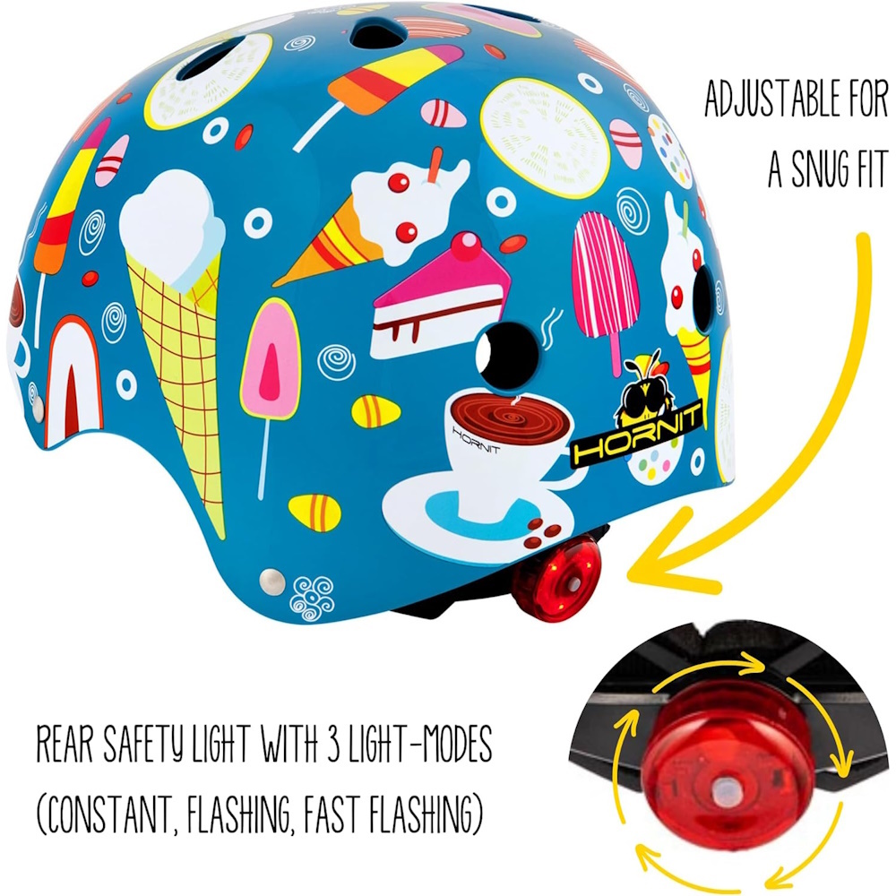 Foto 7 pulgar | Casco Hornit Infantil Ice Creams Luz Led Azul Niños Ciclismo