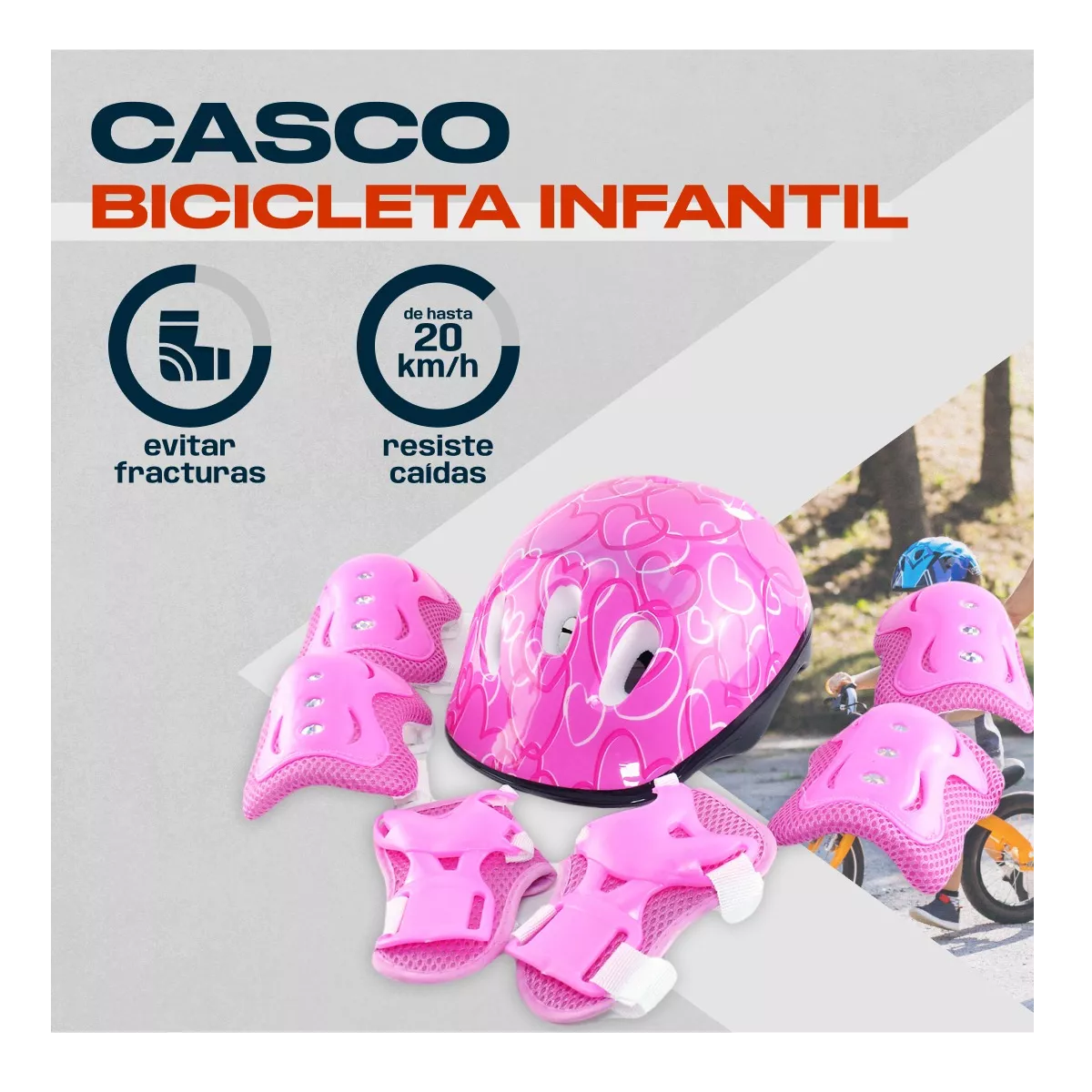 Foto 3 pulgar | Casco Bicicleta Infantil Niños Rodillera Codera Acolchonado Eo Safe Imports Esi-17510 Rosa