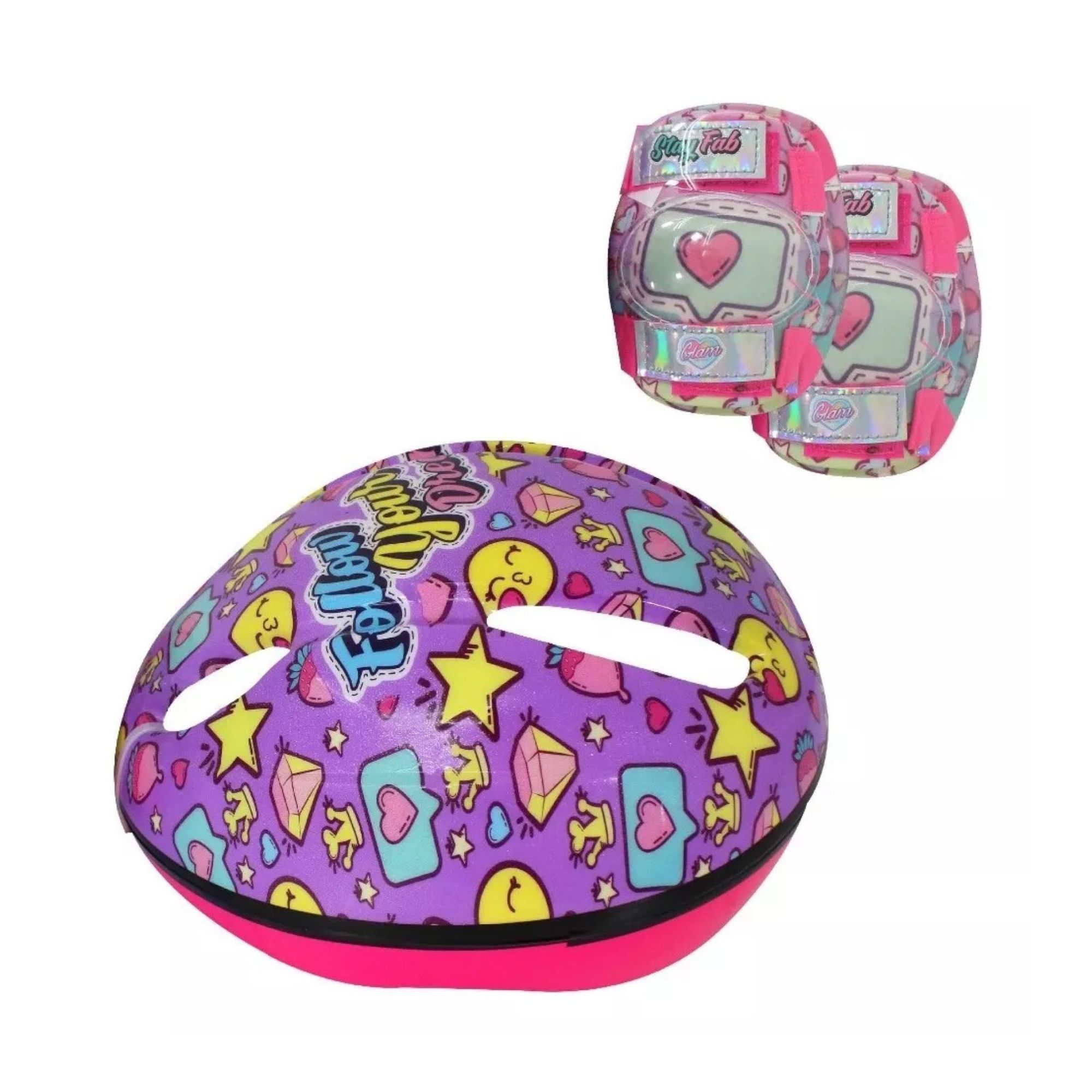 Combo Casco Rodilleras Infantil Glam Girl Follow Your Dreams