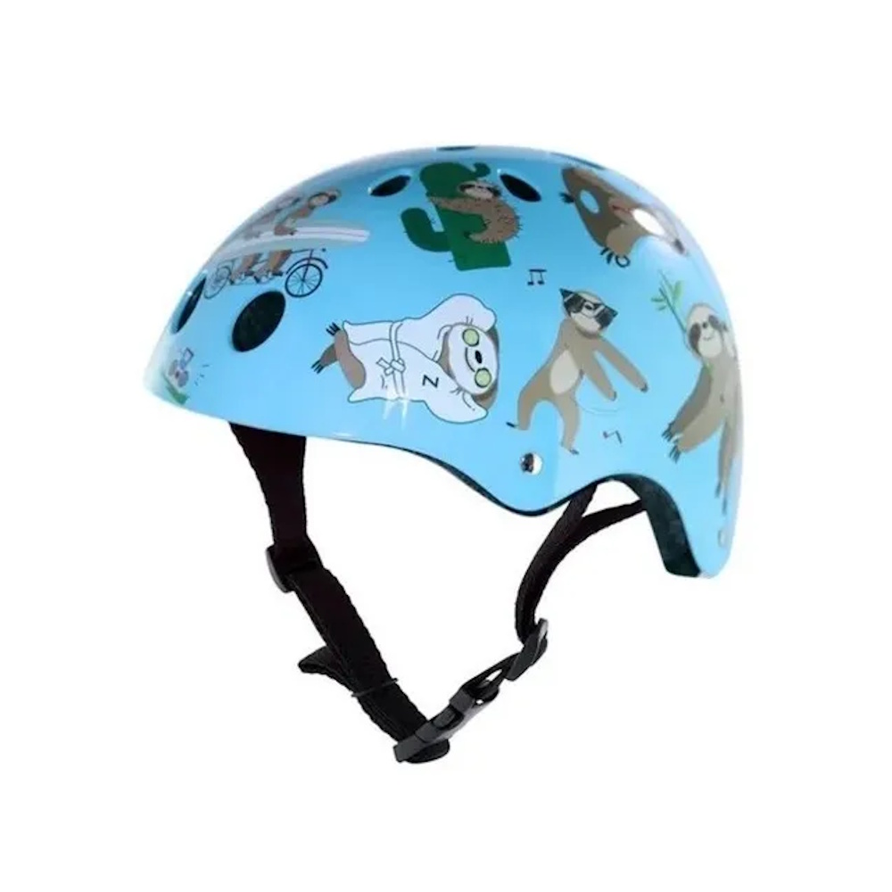 Casco Infantil Ciclismo Azul Perezosos Luz Led Niños Hornit