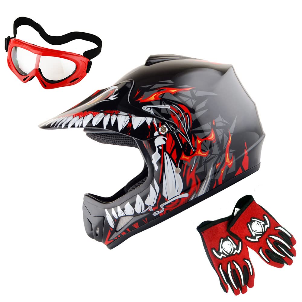 Casco Wow Para Niños, Motocross, Bmx, Atv, Dragón, Rojo, Talla L - Venta Internacional.