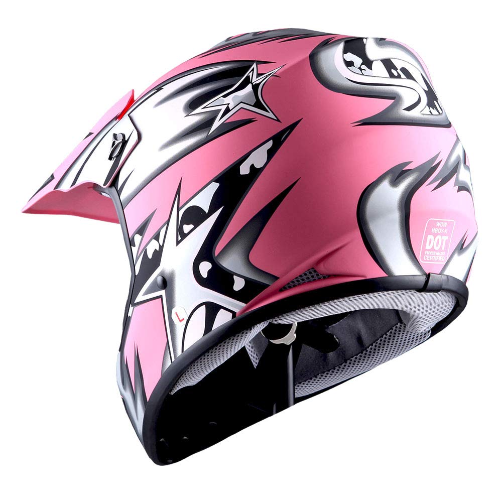 Foto 5 pulgar | Casco Wow Para Niños De Motocross Bmx Mx Atv Star, Color Rosa Mate - Venta Internacional.