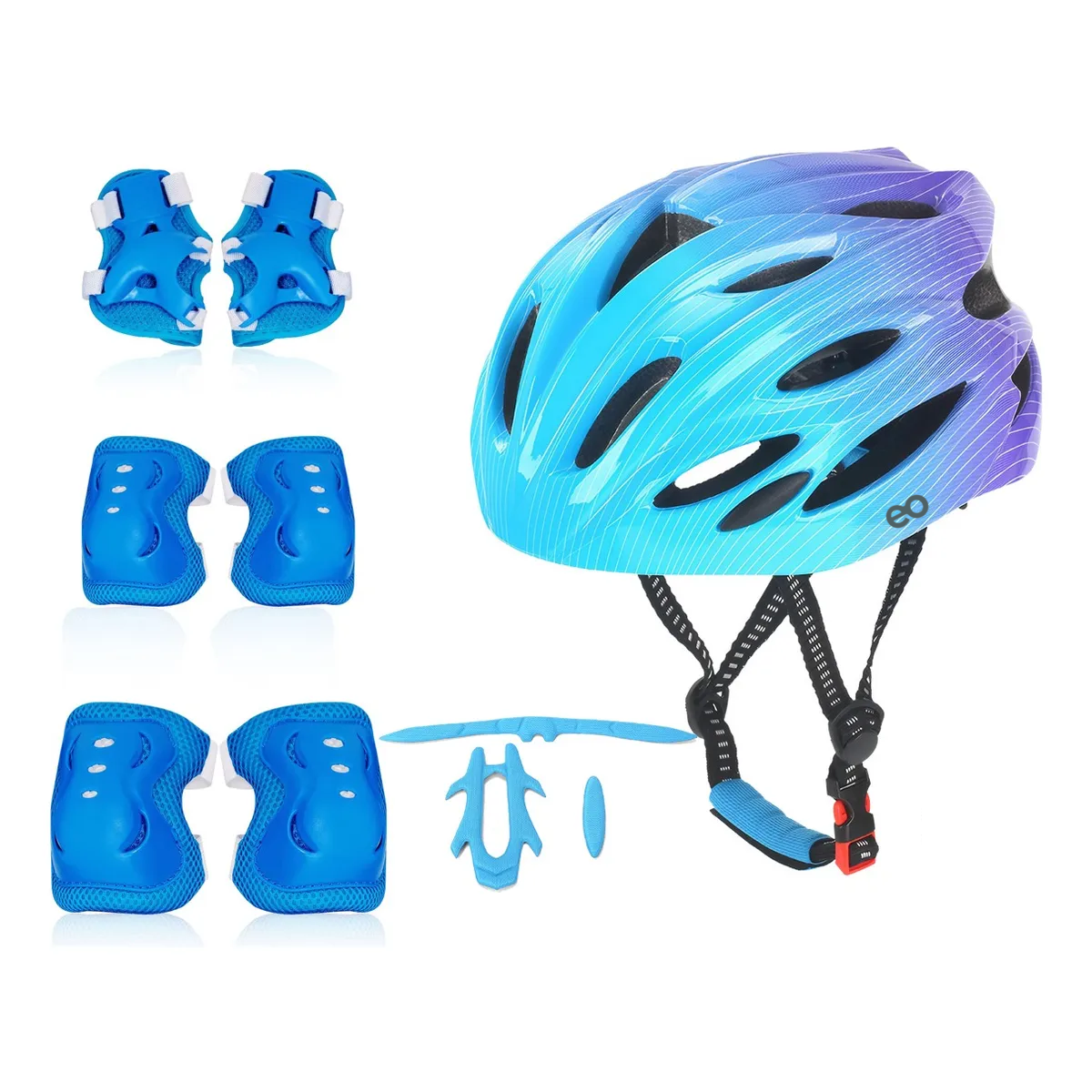 Foto 2 pulgar | Kit Casco Protección Niños Rodilleras Muñequeras Coderas Estilo 1 Eo Safe Imports Esi-18694 Azul