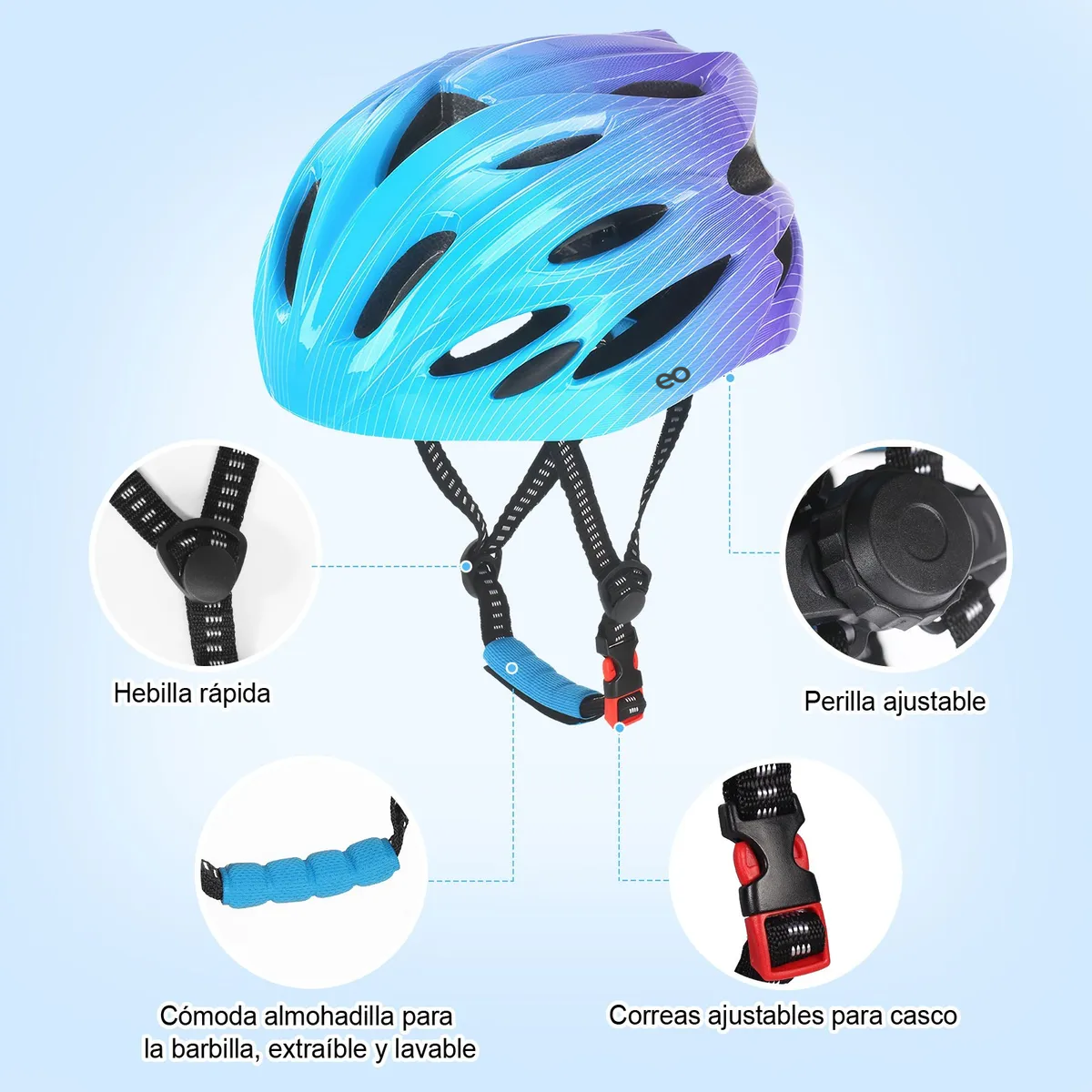 Foto 3 pulgar | Kit Casco Protección Niños Rodilleras Muñequeras Coderas Estilo 1 Eo Safe Imports Esi-18694 Azul