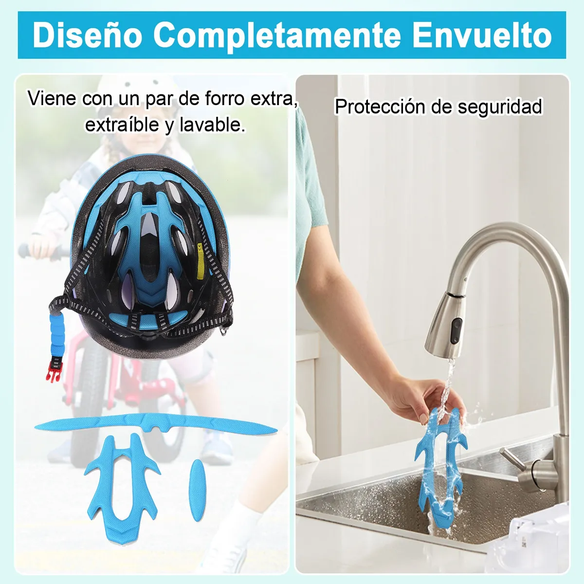 Foto 5 pulgar | Kit Casco Protección Niños Rodilleras Muñequeras Coderas Estilo 1 Eo Safe Imports Esi-18694 Azul