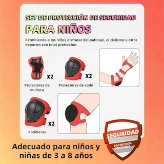 Foto 2 | Kit De Protección Rodilla Codo Bicicleta Patinaje Niño, 7pcs Eo Safe Imports Esi-19249 Rojo