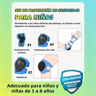 Foto 2 | 7pcs Kit De Protección Rodilla Codo Bicicleta Patinaje Niño Eo Safe Imports Esi-19248 Azul
