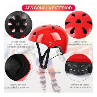 Foto 2 | 7pzas, Kit De Protección Rodilla Codo Mano, Patinaje Y Bicicleta Para Niño Eo Safe Imports Esi-19240 Rojo