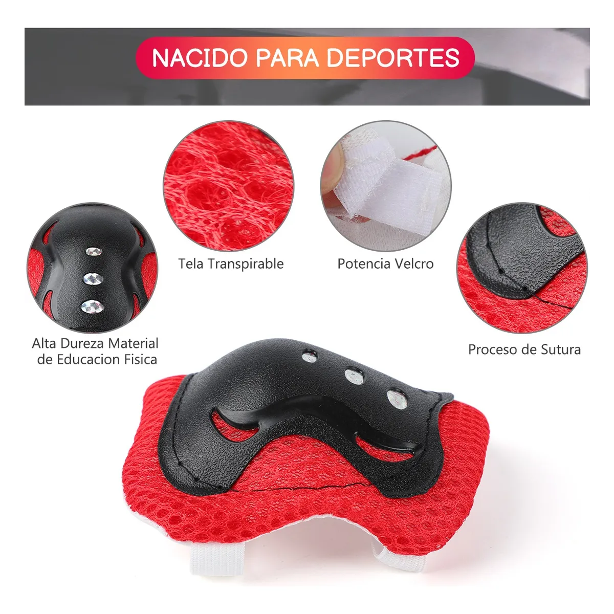 Foto 4 pulgar | 7pzas, Kit De Protección Rodilla Codo Mano, Patinaje Y Bicicleta Para Niño Eo Safe Imports Esi-19240 Rojo