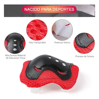 Foto 3 | 7pzas, Kit De Protección Rodilla Codo Mano, Patinaje Y Bicicleta Para Niño Eo Safe Imports Esi-19240 Rojo