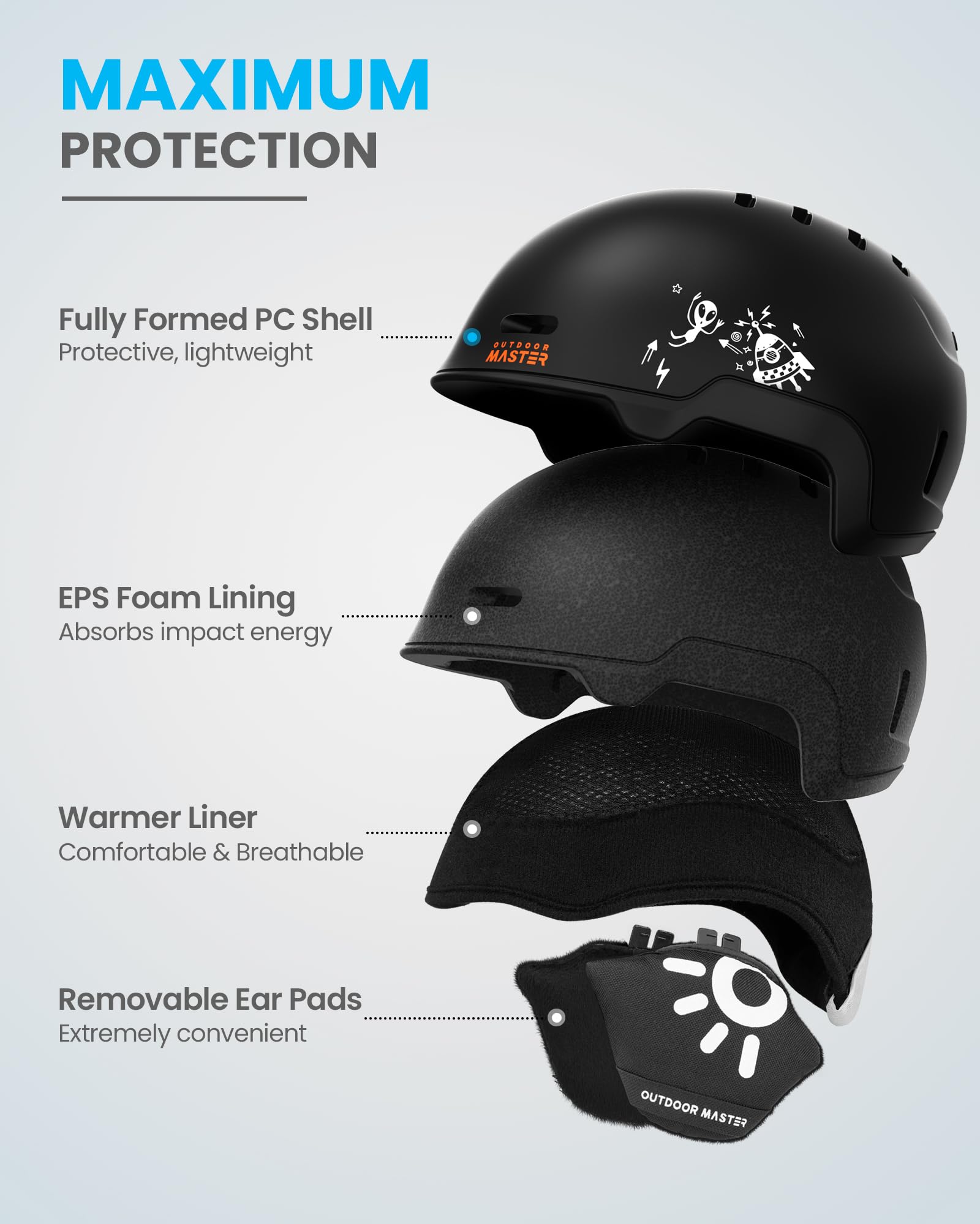 Foto 3 pulgar | Casco De Esquí Outdoormaster Para Niños, Tabla De Snowboard, Carcasa Duradera De Policarbonato - Venta Internacional.