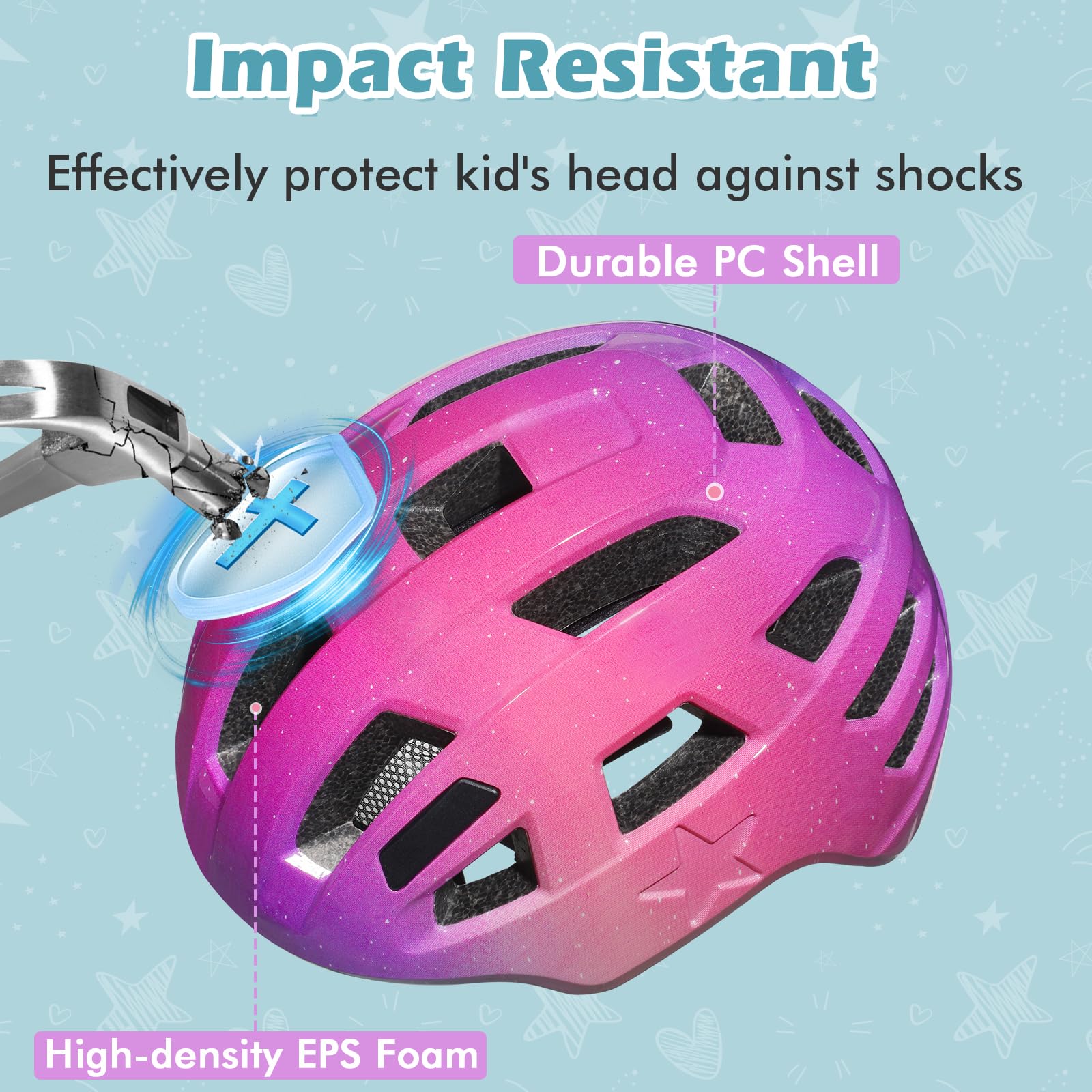 Foto 3 | Casco De Bicicleta Infantil Zacro Para Niños Y Niñas De 2, 5, 5, 8, 8, 14 Años - Venta Internacional.