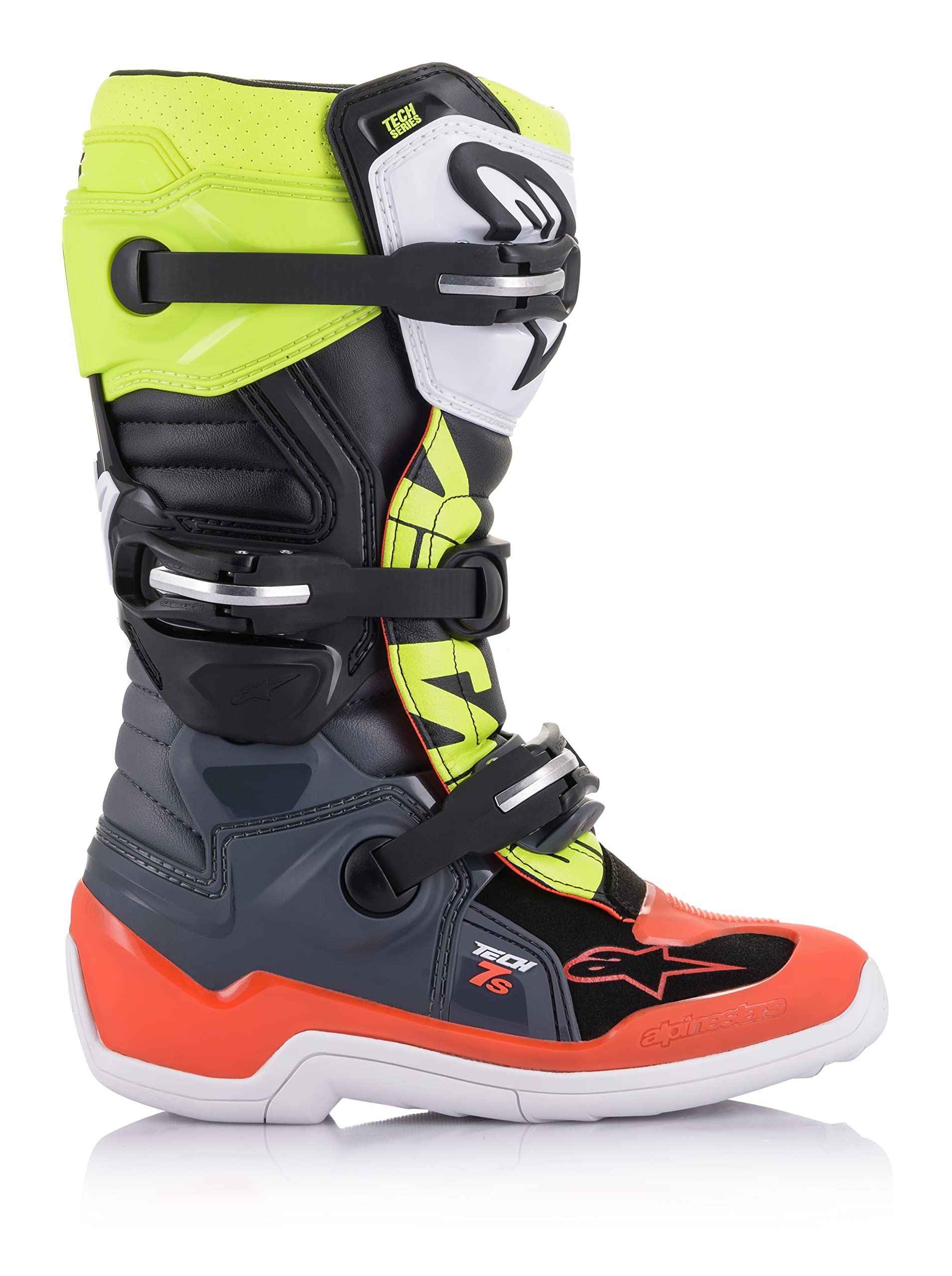 Foto 5 pulgar | Botas Alpinestars Tech 7s Para Niños Negro/plateado/blanco/dorado - Venta Internacional.