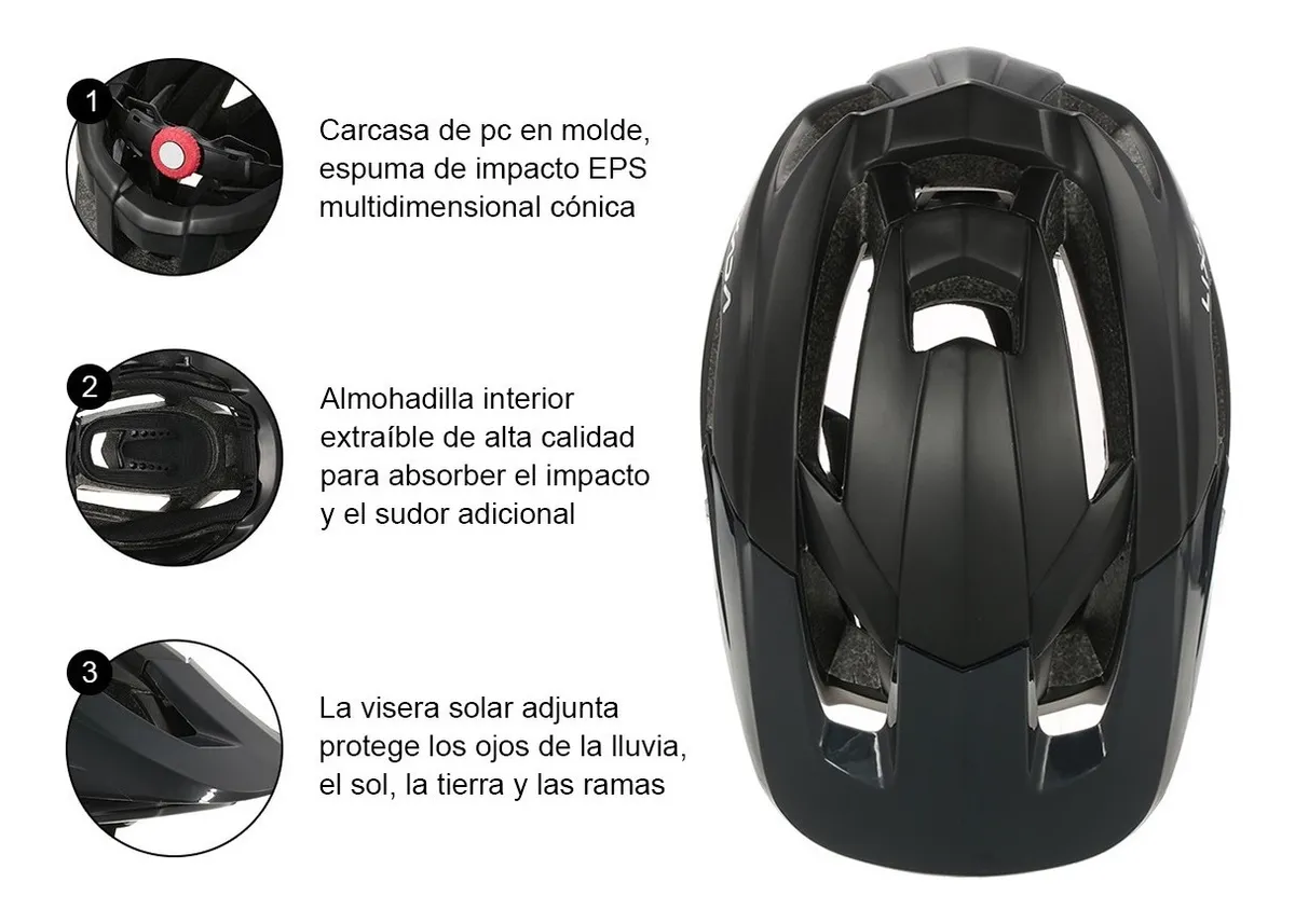 Foto 3 pulgar | Casco para Ciclista Lixada color Negro