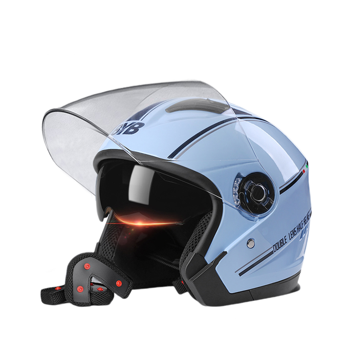 Casco de Moto Xinest Flip-Up con Gafas Dobles Azul