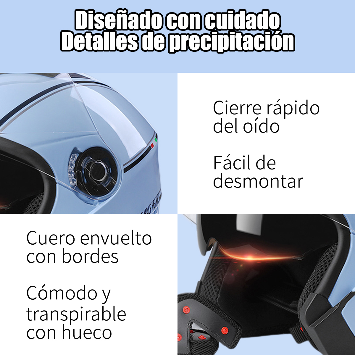 Foto 7 pulgar | Casco de Moto Xinest Flip-Up con Gafas Dobles Azul