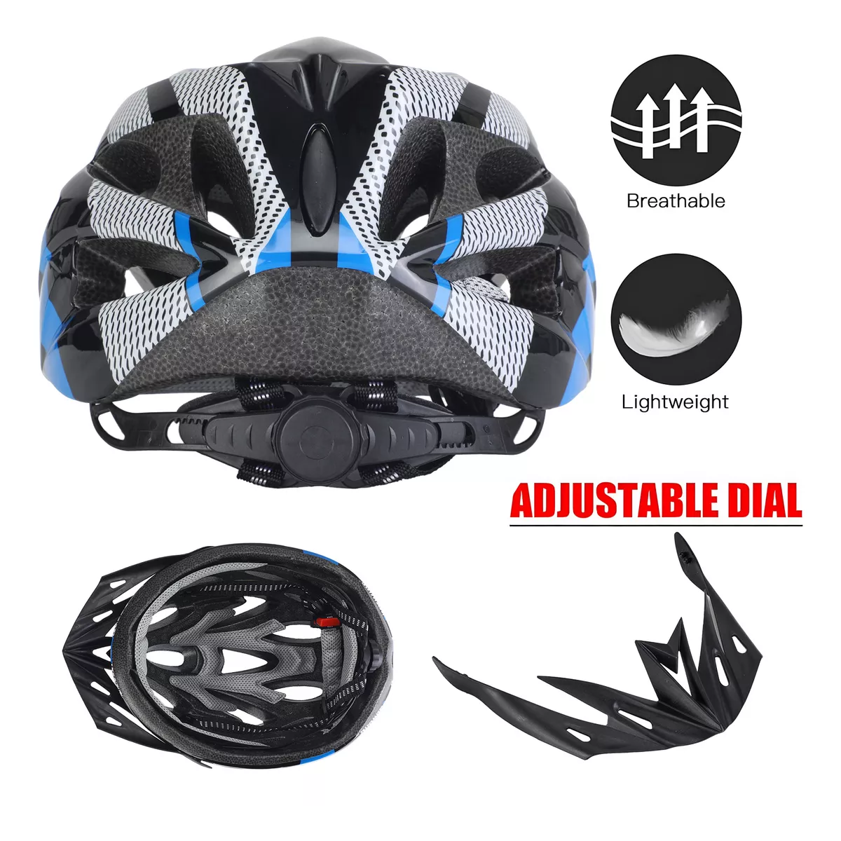 Foto 3 pulgar | Casco De Bicicleta + Luz De Bicicleta Recargable Usb + Gafas Eo Safe Imports Esi-15811 Azul