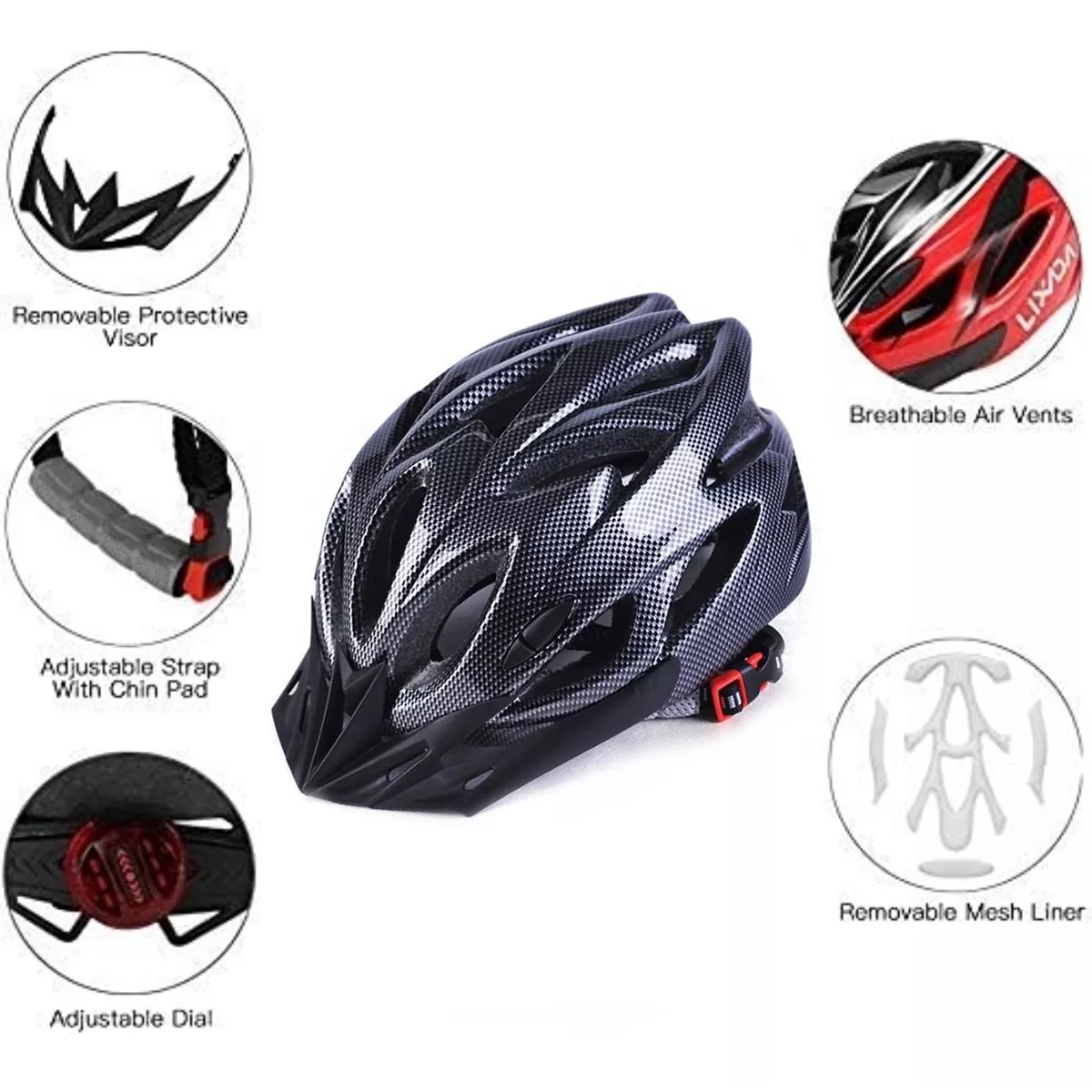 Foto 3 pulgar | Casco De Bicicleta + Luz De Bicicleta Recargable Usb + Gafas Eo Safe Imports Esi-15814 Negro