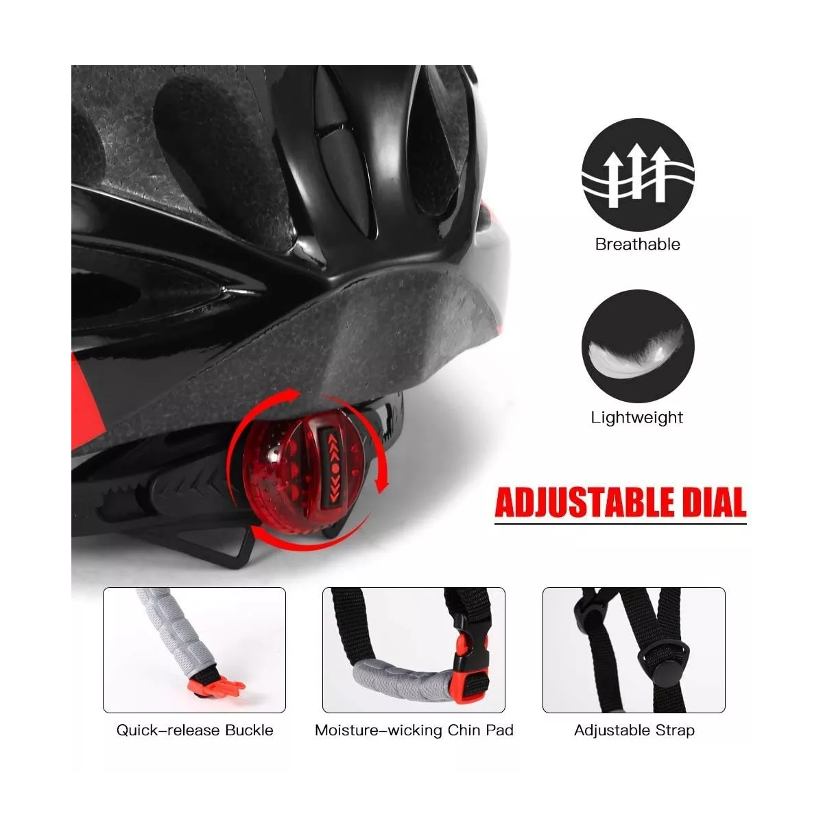 Foto 4 pulgar | Casco De Bicicleta + Luz De Bicicleta Recargable Usb + Gafas Eo Safe Imports Esi-15814 Negro