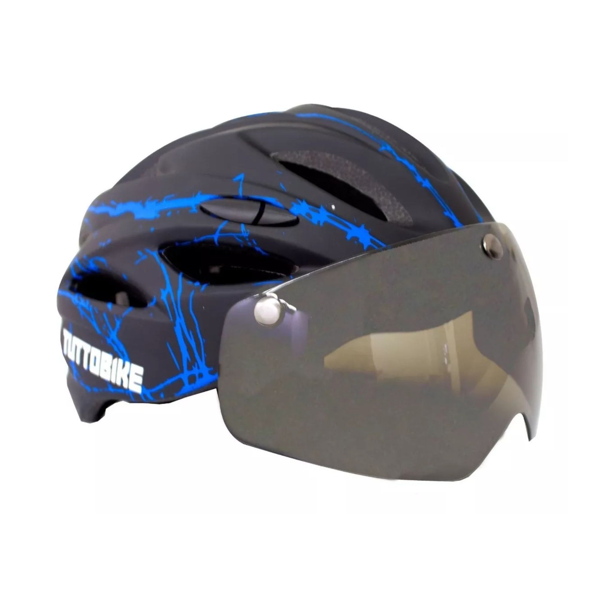 Foto 2 pulgar | Casco de Ciclismo Tuttobike Azul con Visor Removible y Alta Protección