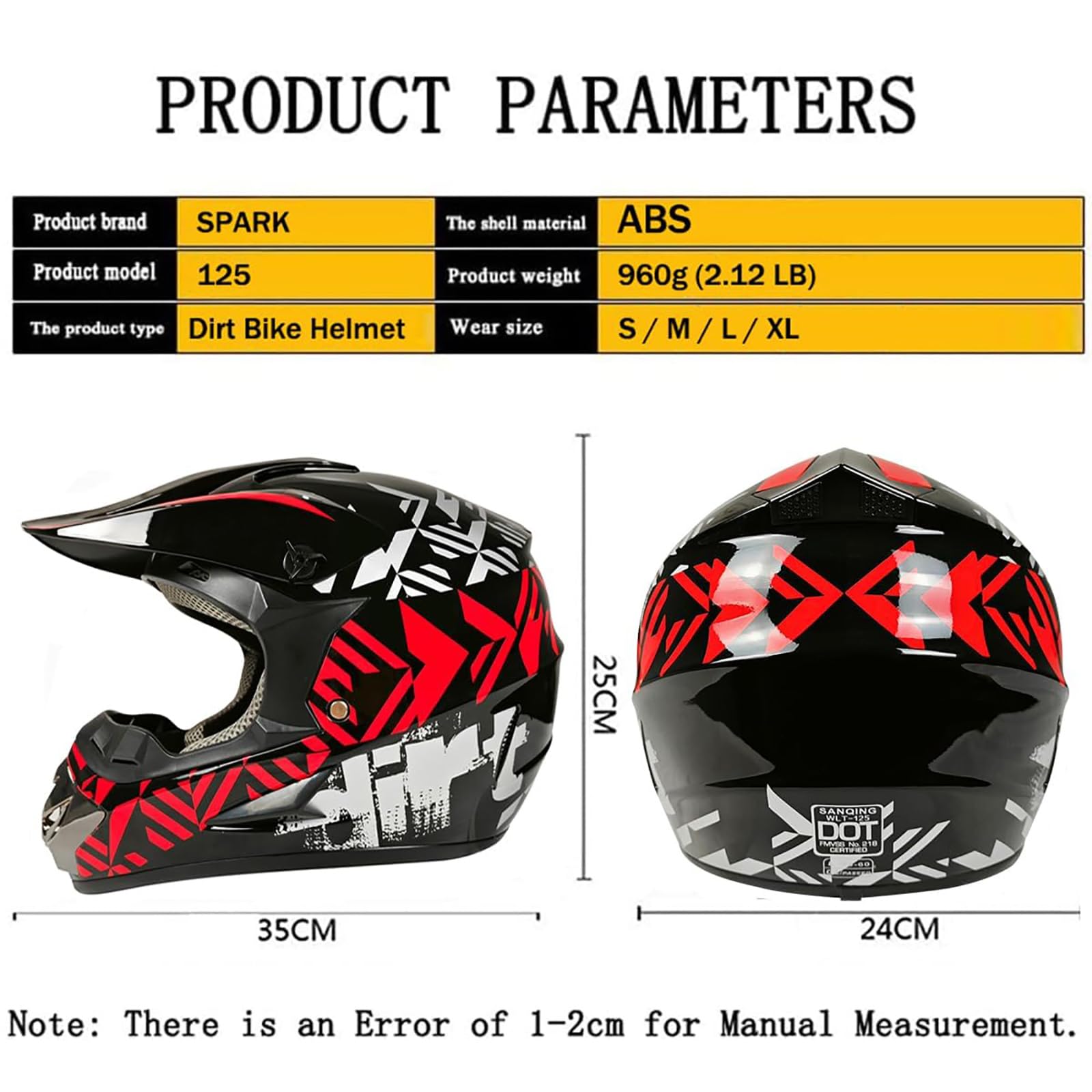 Foto 8 pulgar | Casco De Motocross Spark Dot Integral Para Adulto, Rojo (grande) - Venta Internacional.