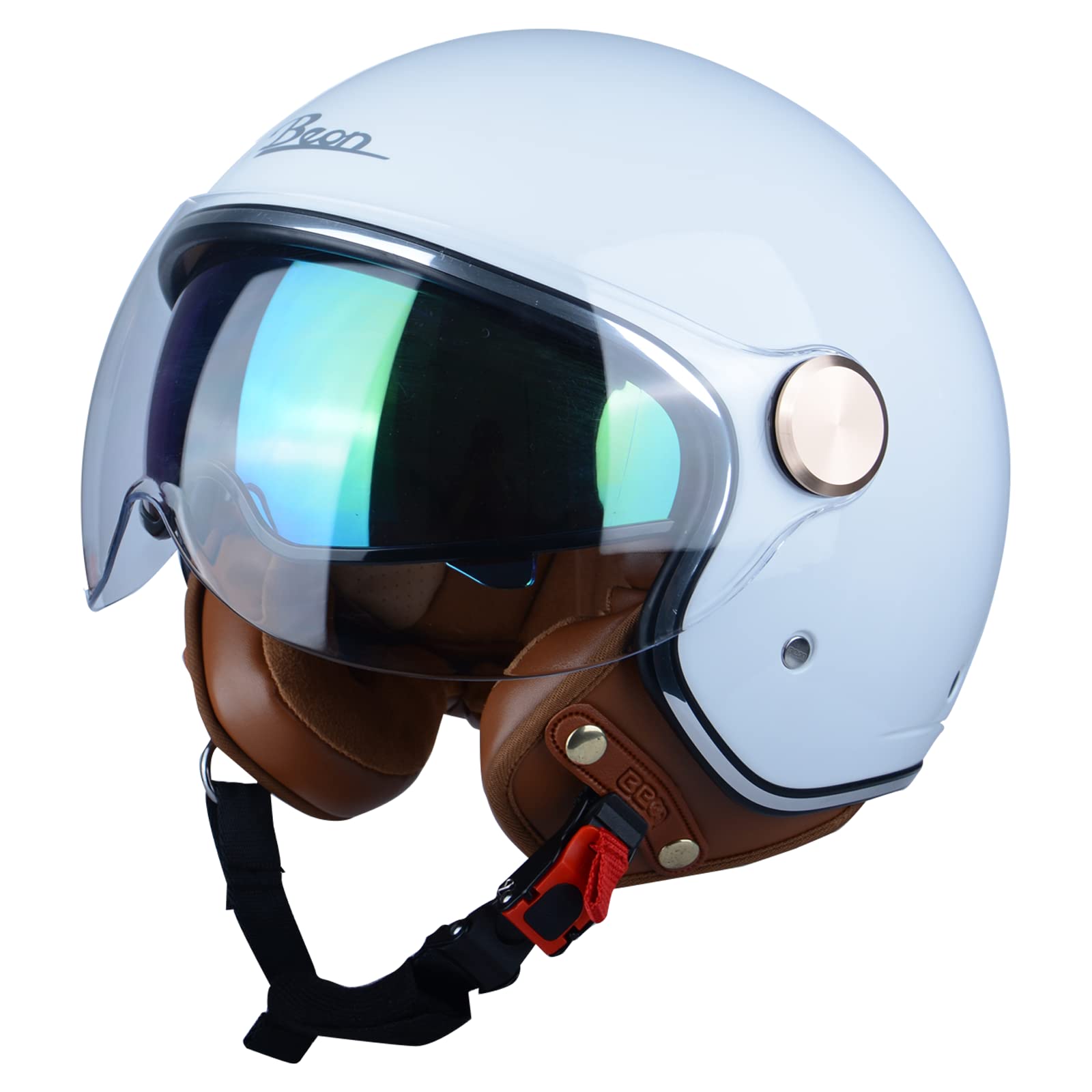 Casco De Moto Beon Half 3/4 Face, Estilo Retro Vintage - Venta Internacional.