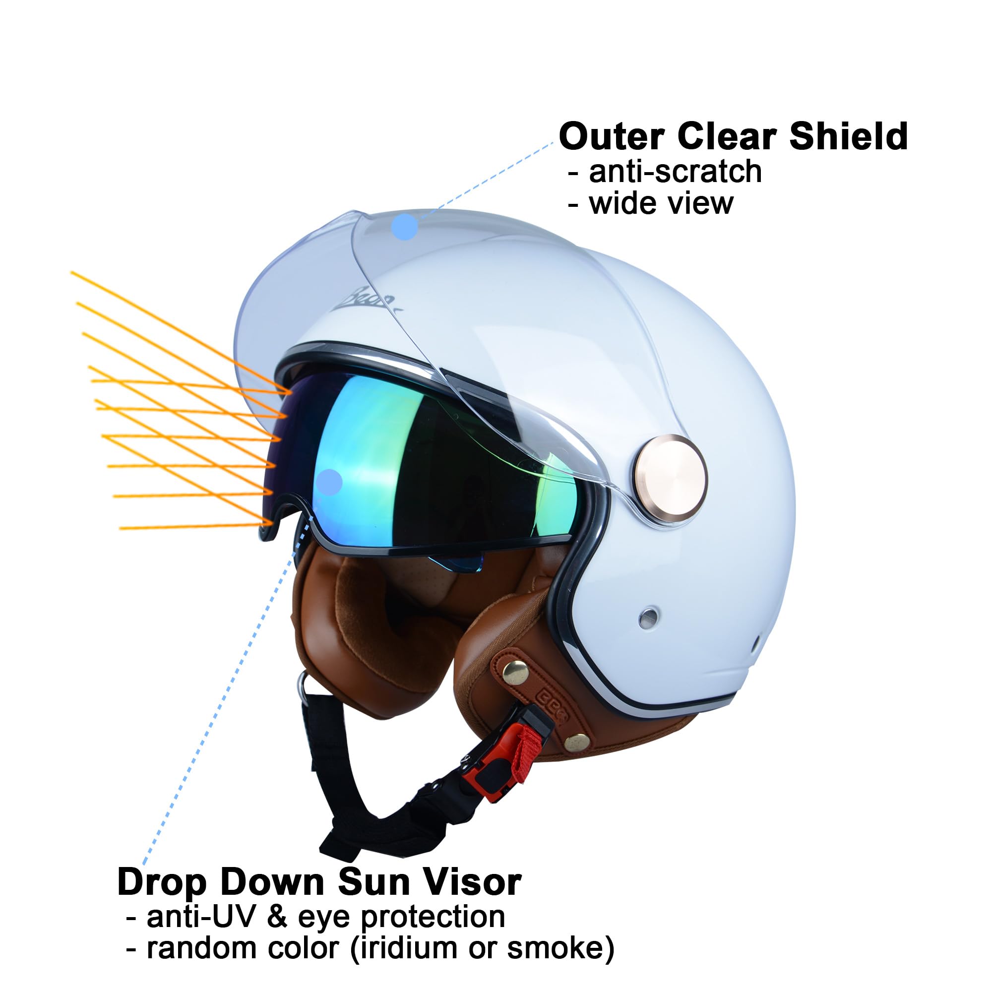 Foto 4 pulgar | Casco De Moto Beon Half 3/4 Face, Estilo Retro Vintage - Venta Internacional.