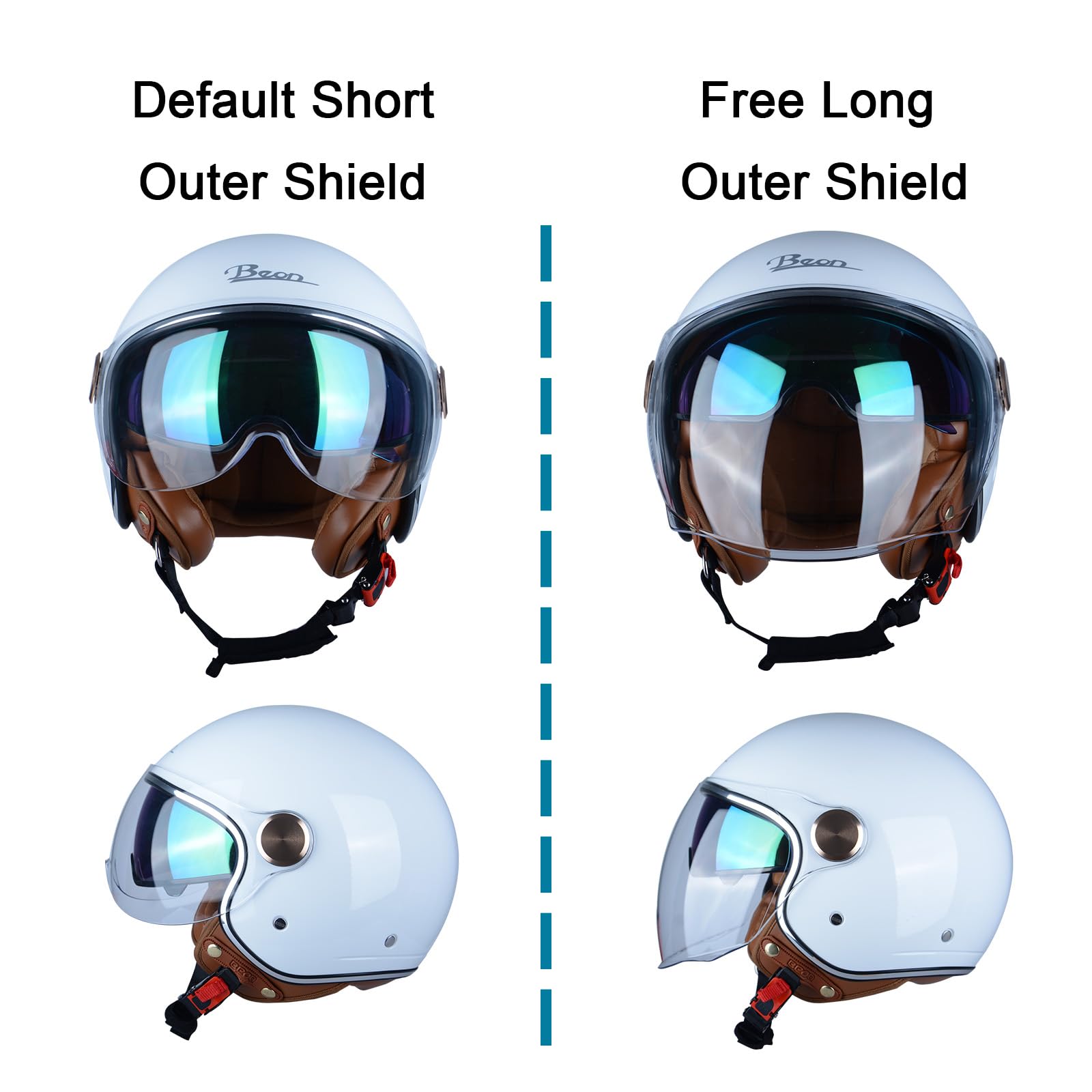 Foto 4 | Casco De Moto Beon Half 3/4 Face, Estilo Retro Vintage - Venta Internacional.