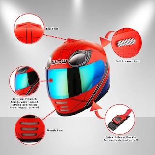 Foto 4 | Casco De Moto Wow Spider Red Full Face Youth M - Venta Internacional.
