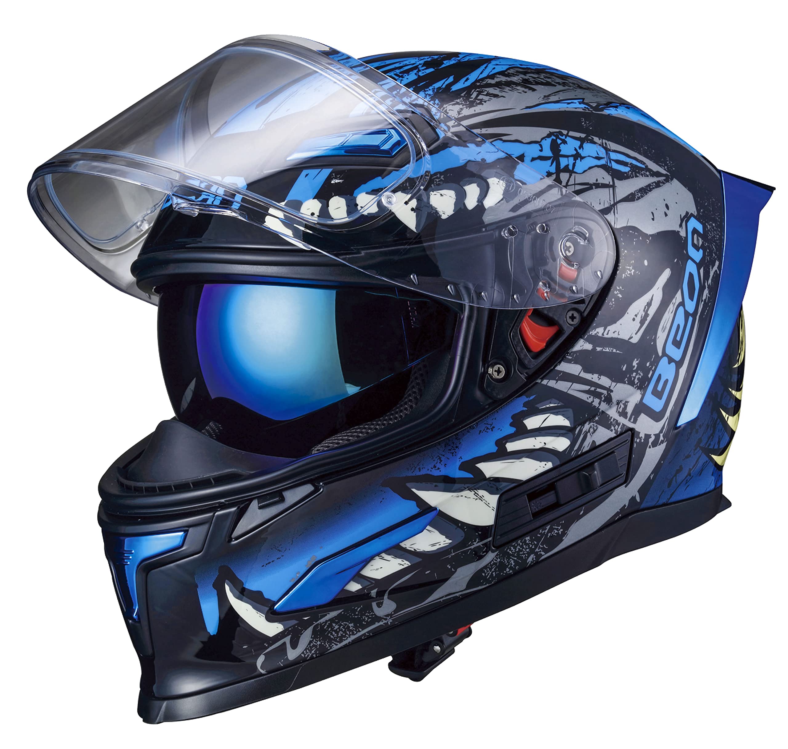 Casco De Moto Beon Full Face Glossy Blue Adult S-xl - Venta Internacional.