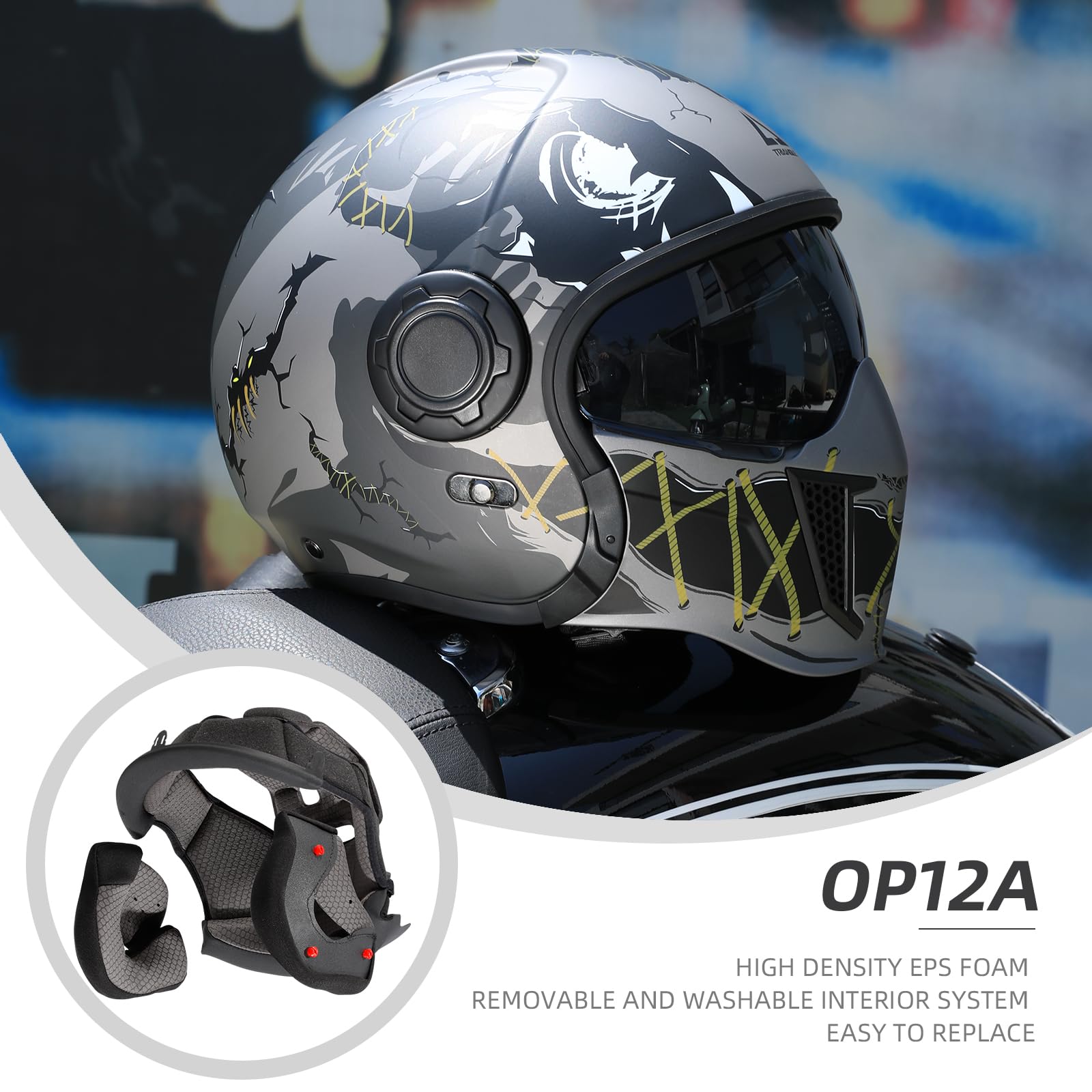 Foto 3 pulgar | Casco De Moto Triangle, Cara Completa, Cara Abierta, Doble Visera Dot - Venta Internacional.