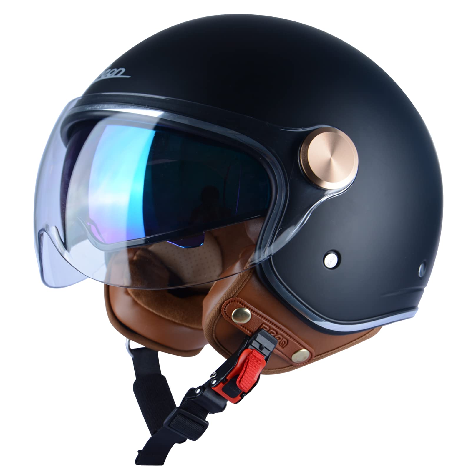 Casco De Moto Beon Half 3/4 Face, Estilo Retro Vintage - Venta Internacional.