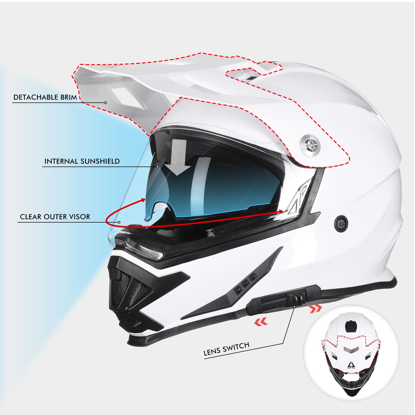 Foto 4 pulgar | Casco De Moto Triangle Dirt Bike Atv De Cara Completa Dot Para Adultos - Venta Internacional.