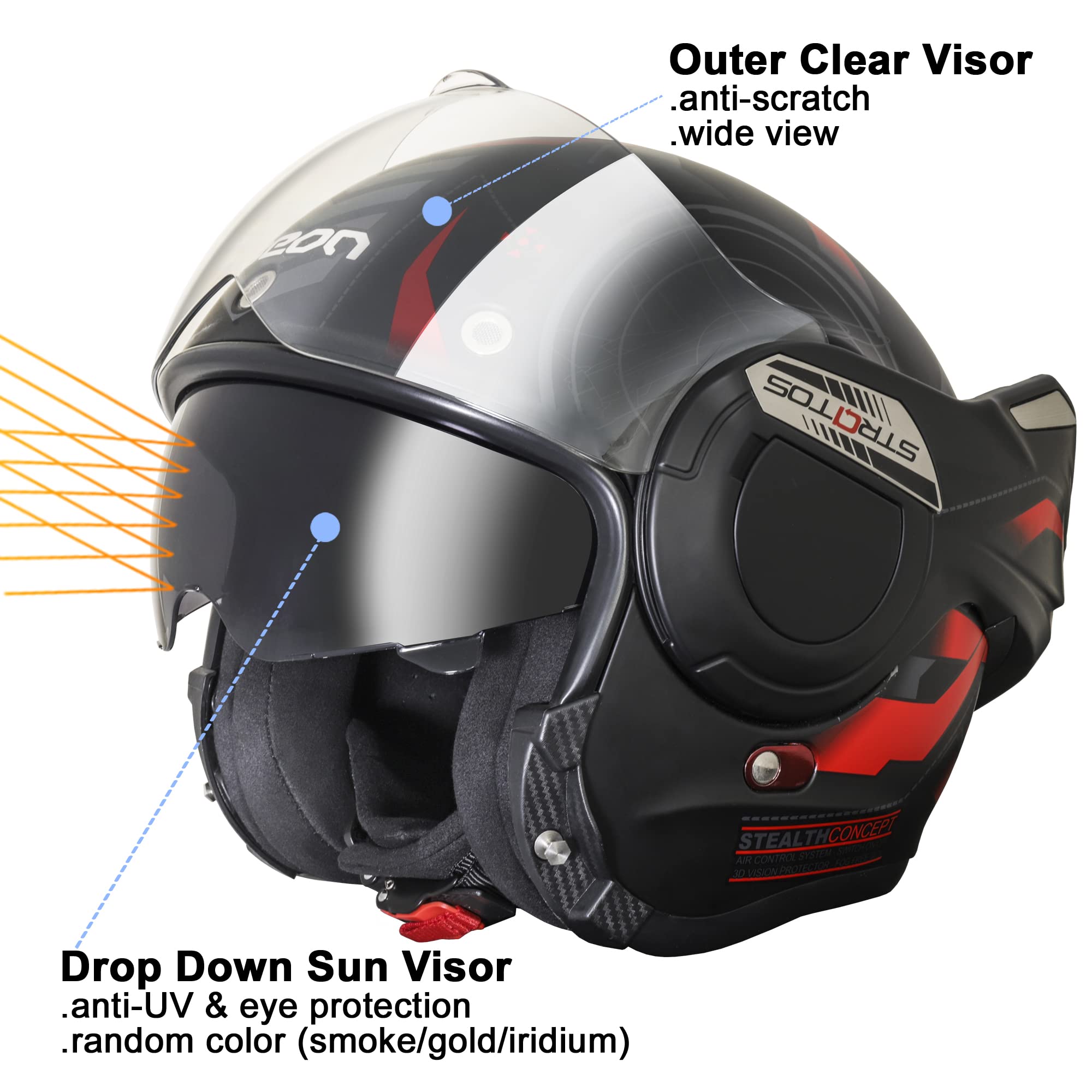 Foto 7 pulgar | Casco De Moto Beon, Modular Integral, Aprobado Por El Dot - Venta Internacional.