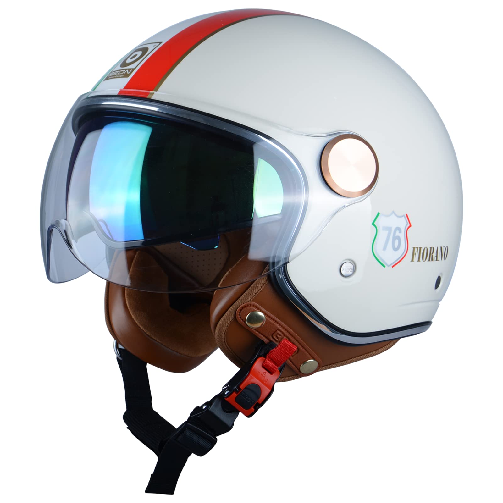 Casco De Moto Beon Half 3/4 Face, Estilo Retro Vintage - Venta Internacional.