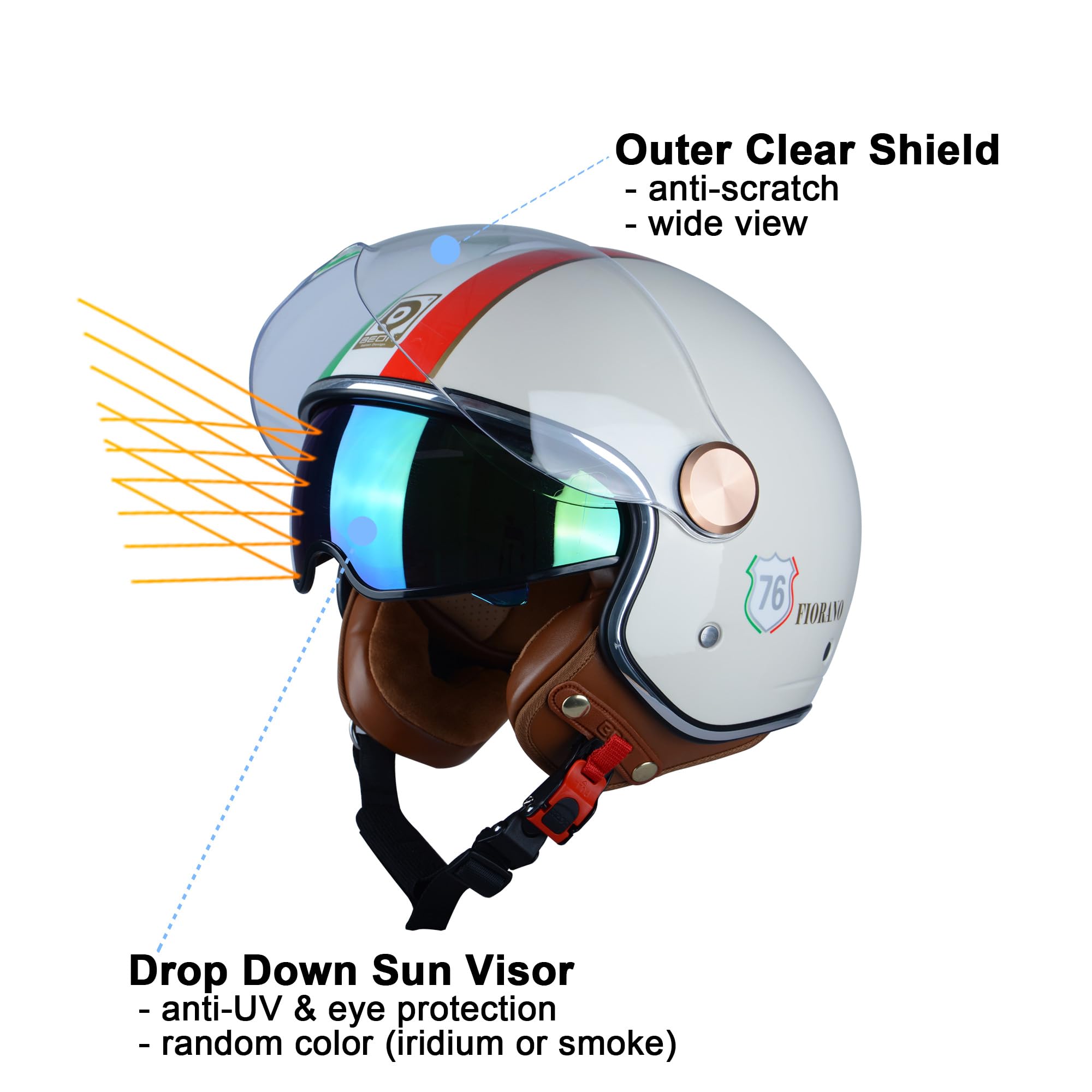 Foto 4 pulgar | Casco De Moto Beon Half 3/4 Face, Estilo Retro Vintage - Venta Internacional.