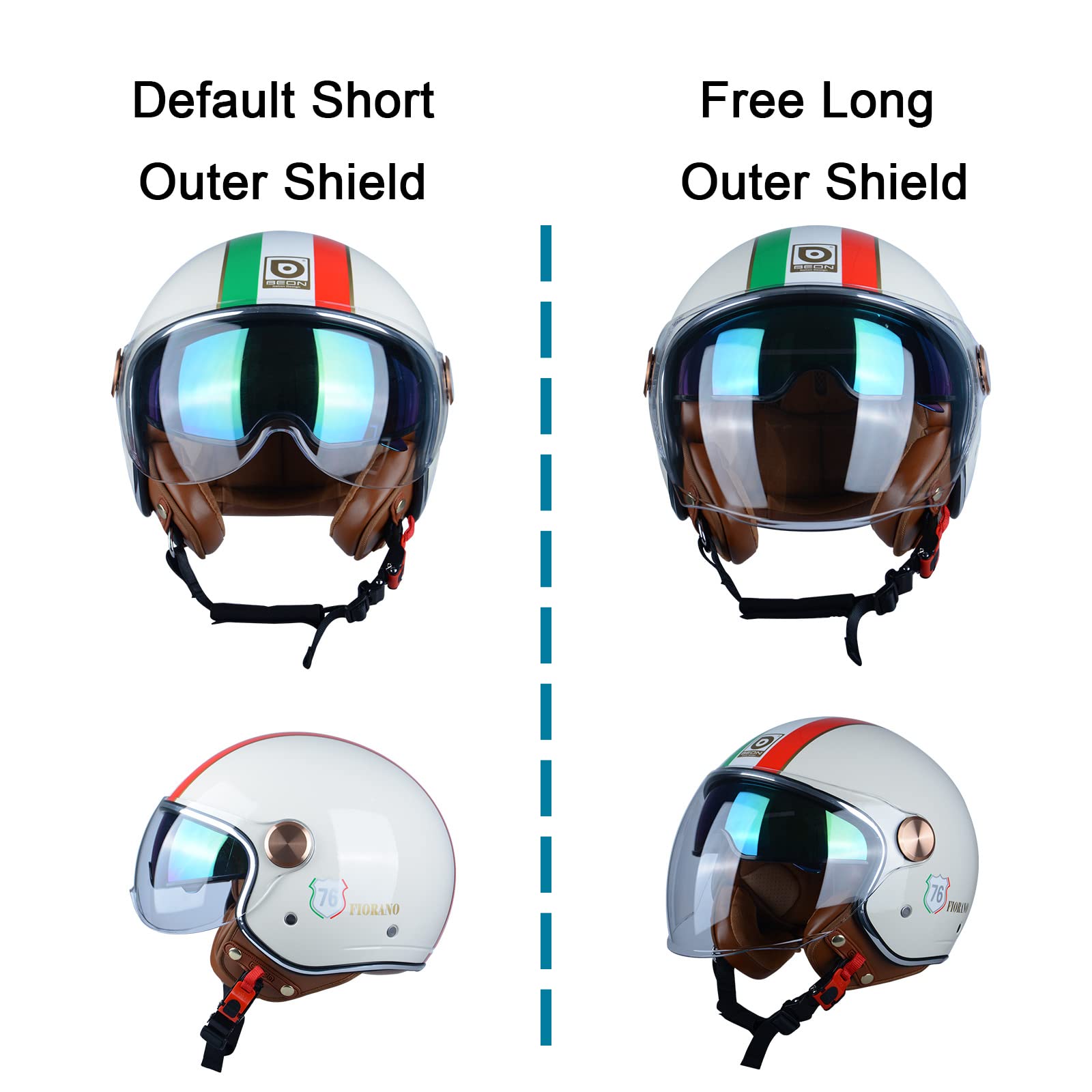 Foto 4 | Casco De Moto Beon Half 3/4 Face, Estilo Retro Vintage - Venta Internacional.