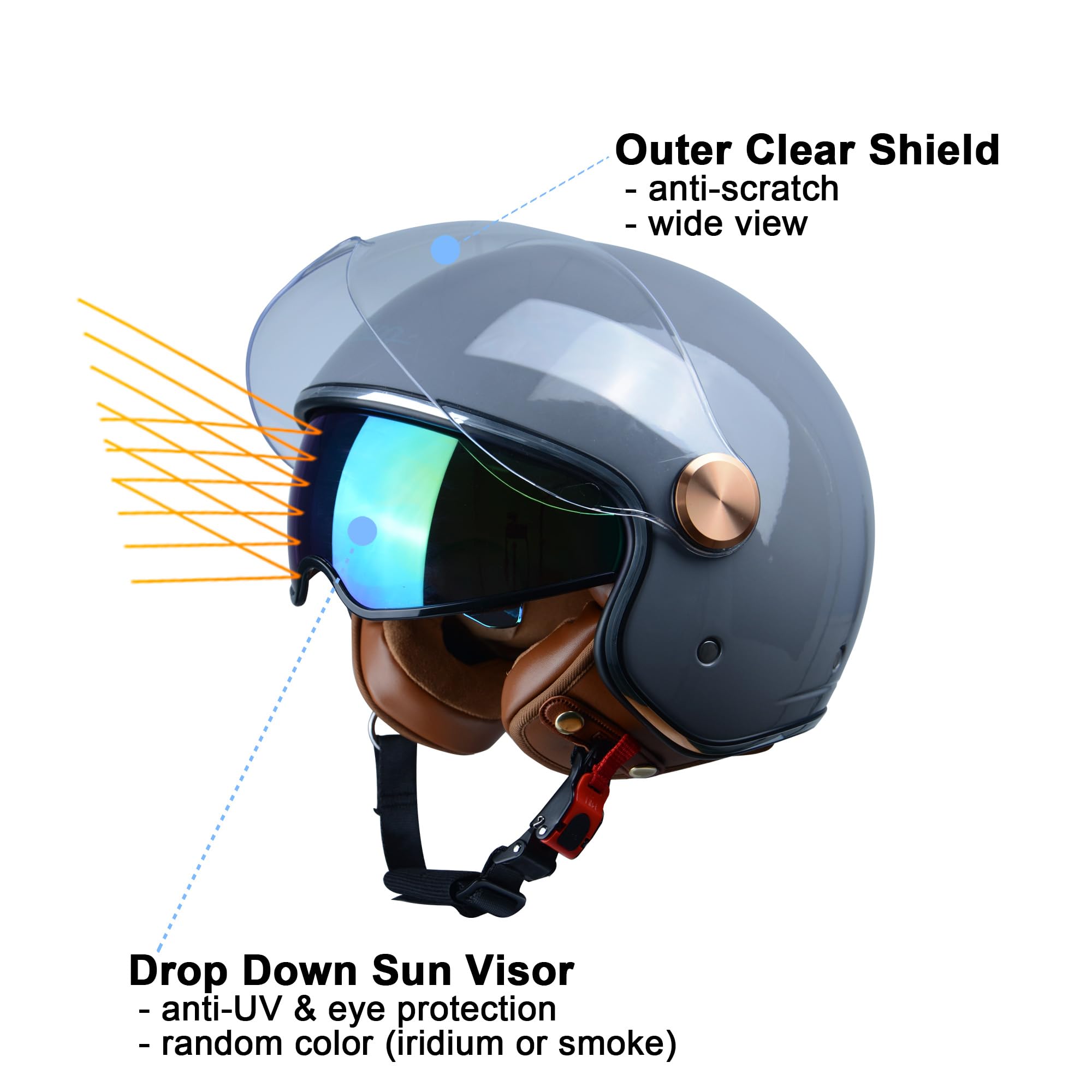 Foto 4 pulgar | Casco De Moto Beon Half 3/4 Face, Estilo Retro Vintage - Venta Internacional.