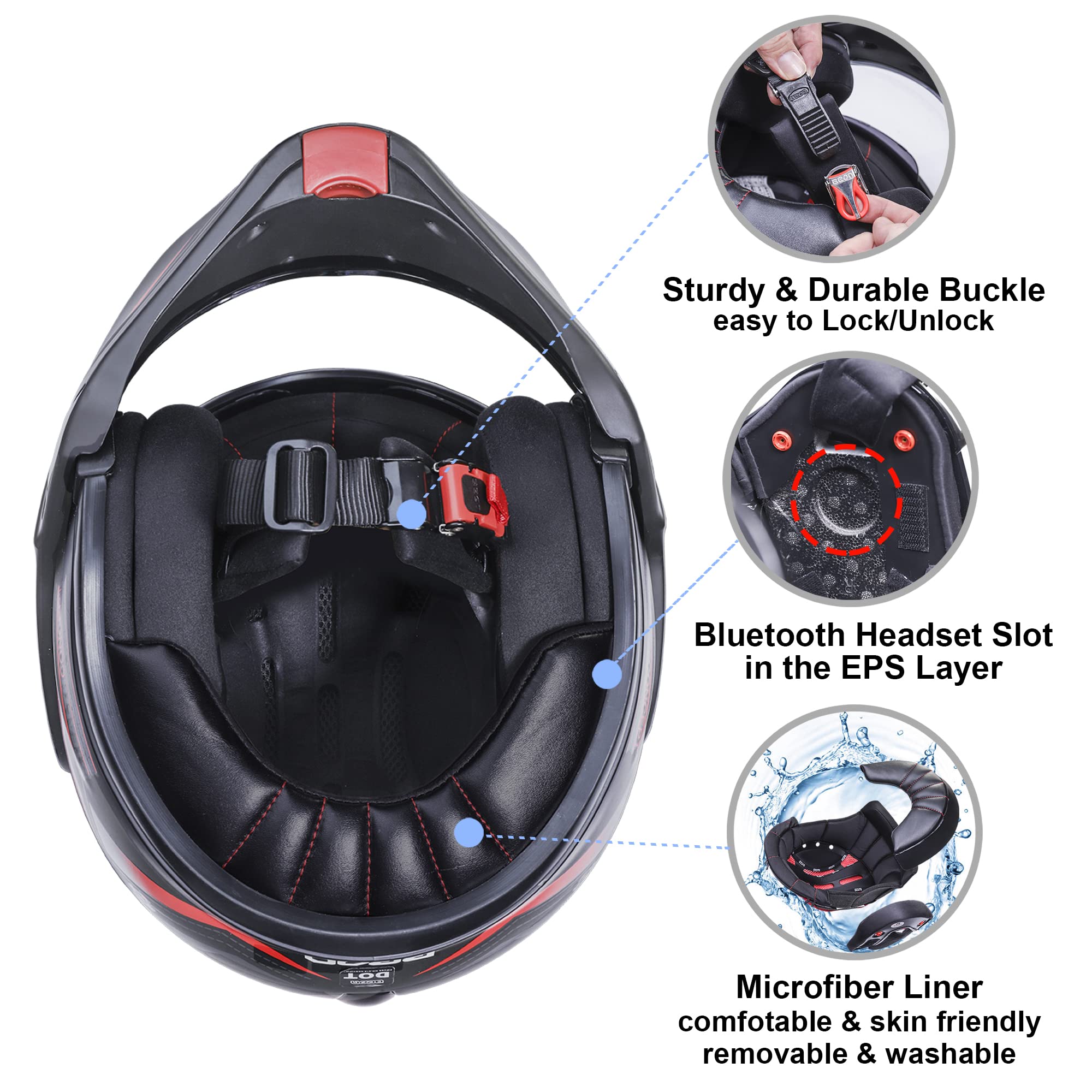 Foto 7 pulgar | Casco De Moto Beon, Modular Integral, Aprobado Por El Dot - Venta Internacional.