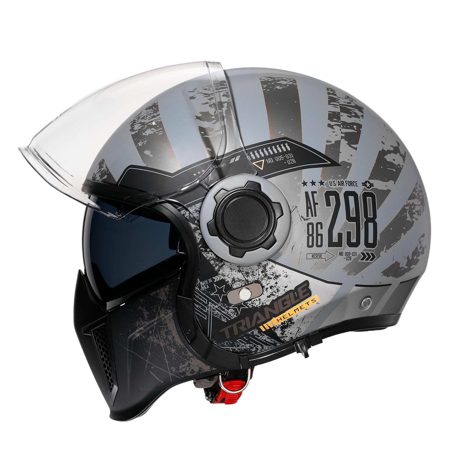Foto 3 pulgar | Casco De Moto Triangle, Cara Completa, Cara Abierta, Doble Visera Dot - Venta Internacional.