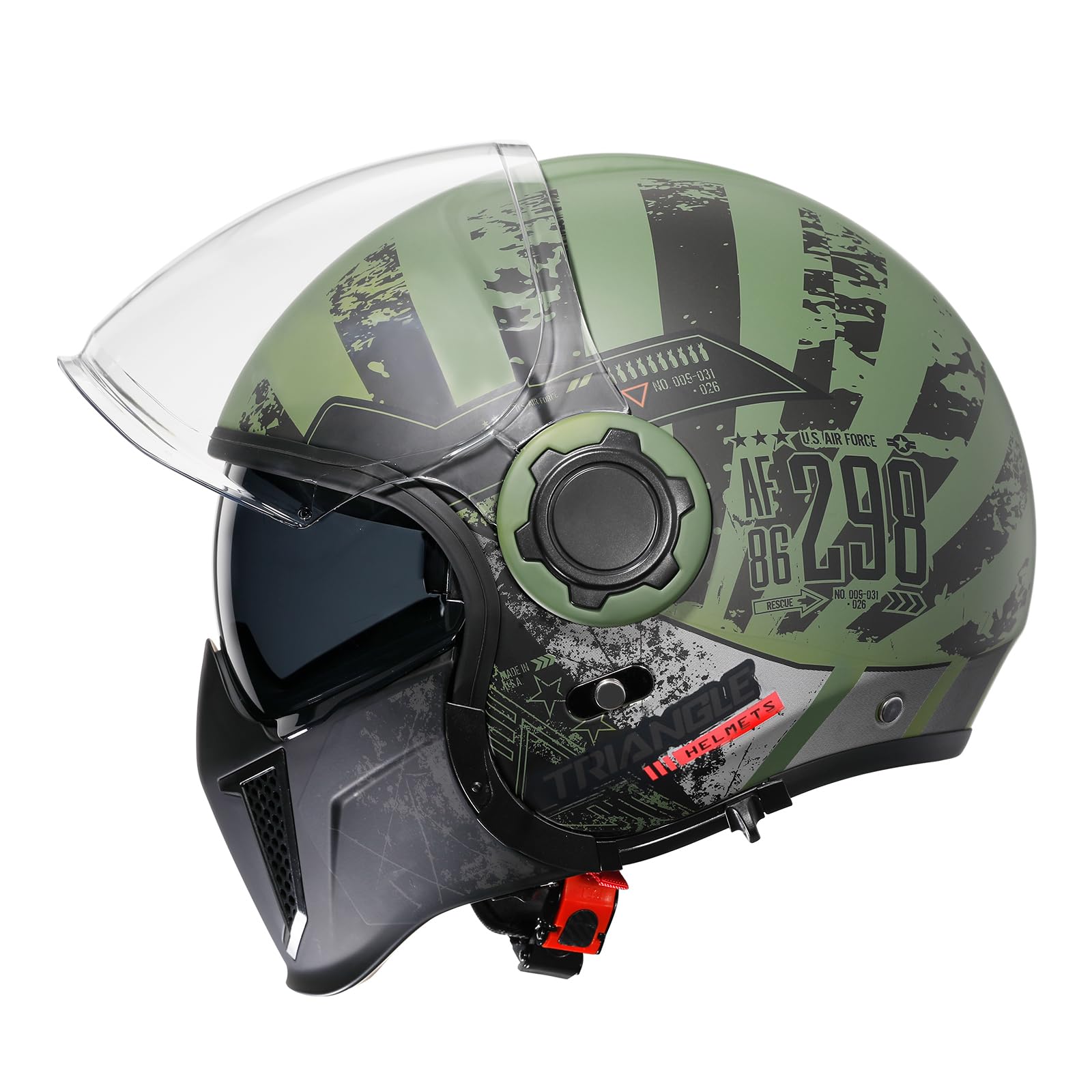 Foto 3 pulgar | Casco De Moto Triangle, Cara Completa, Cara Abierta, Doble Visera Dot - Venta Internacional.