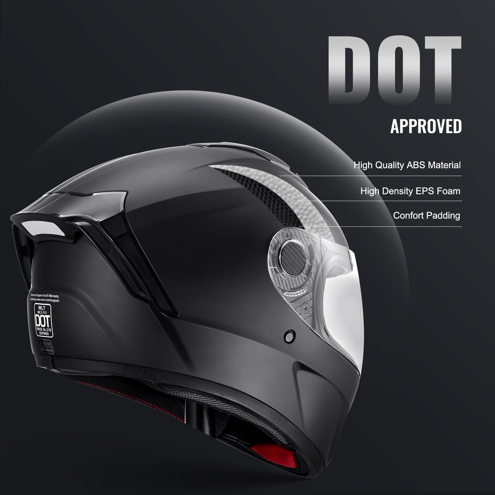 Foto 4 pulgar | Casco De Moto Vevor Integral Aprobado Por Dot Con Bluetooth L - Venta Internacional.